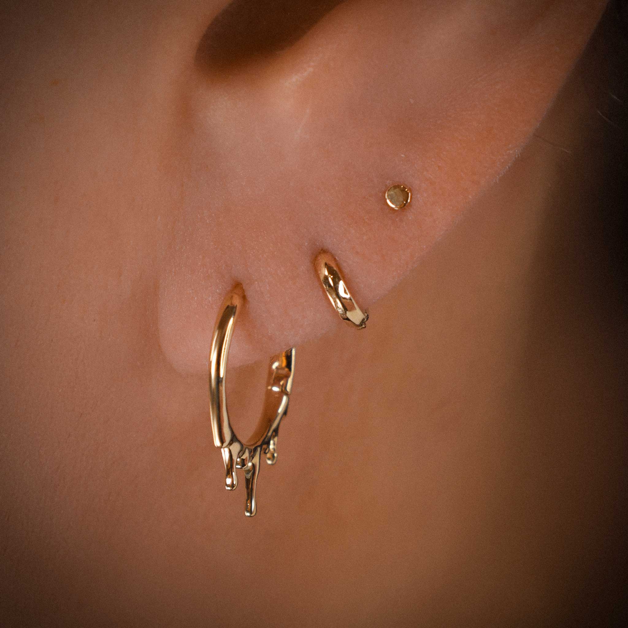 BEATTI Hoops Gold Melted Drip Hoops OT403494 Melted Drip Hoops