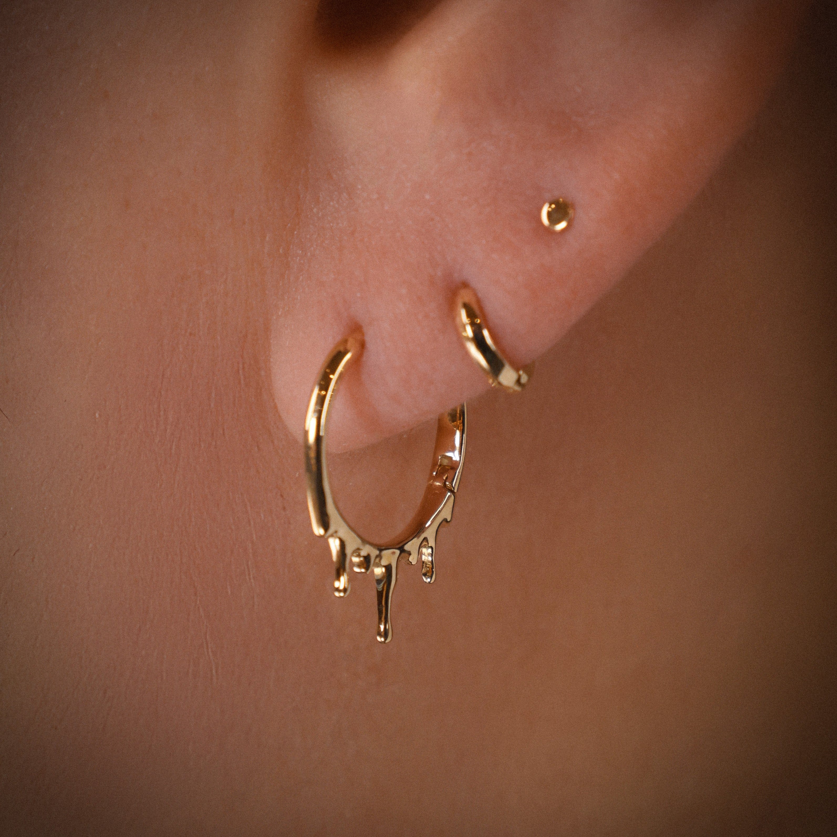 BEATTI Hoops Gold Melted Drip Hoops OT403494 Melted Drip Hoops