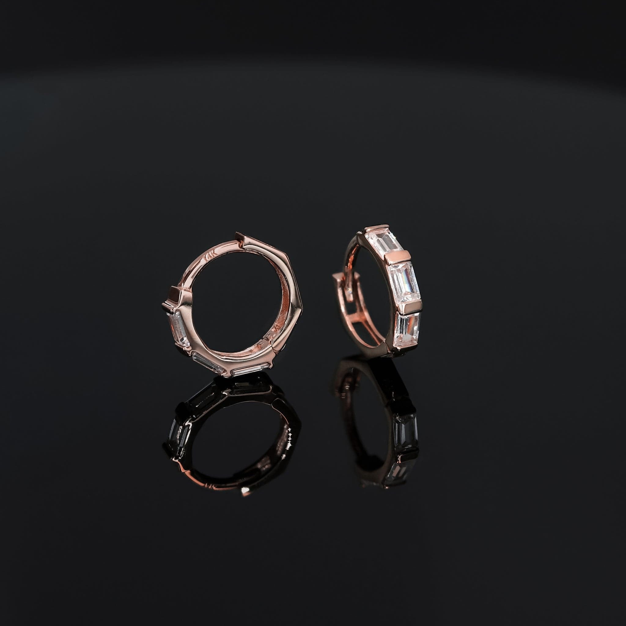 Facet Baguette CZ Hoop