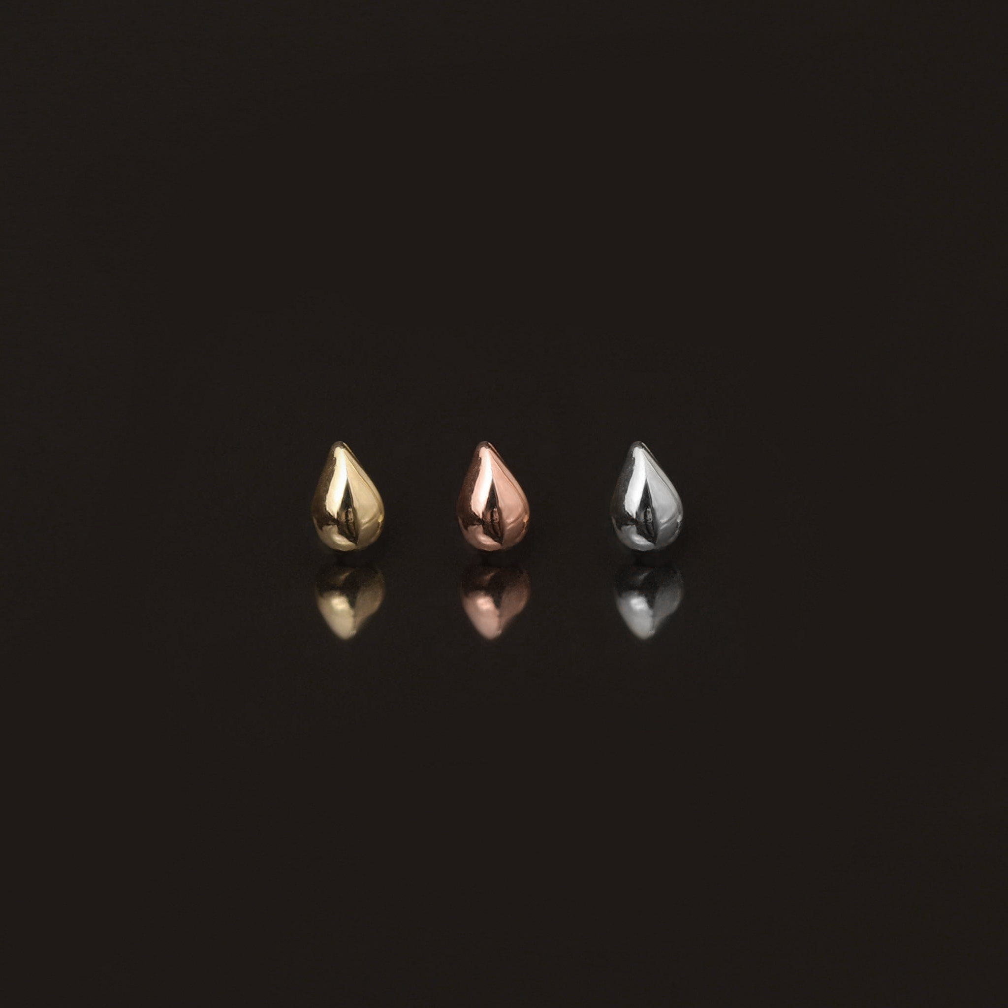 14K Solid Gold Teeny Tiny Solid Tear Drop Internally Threaded