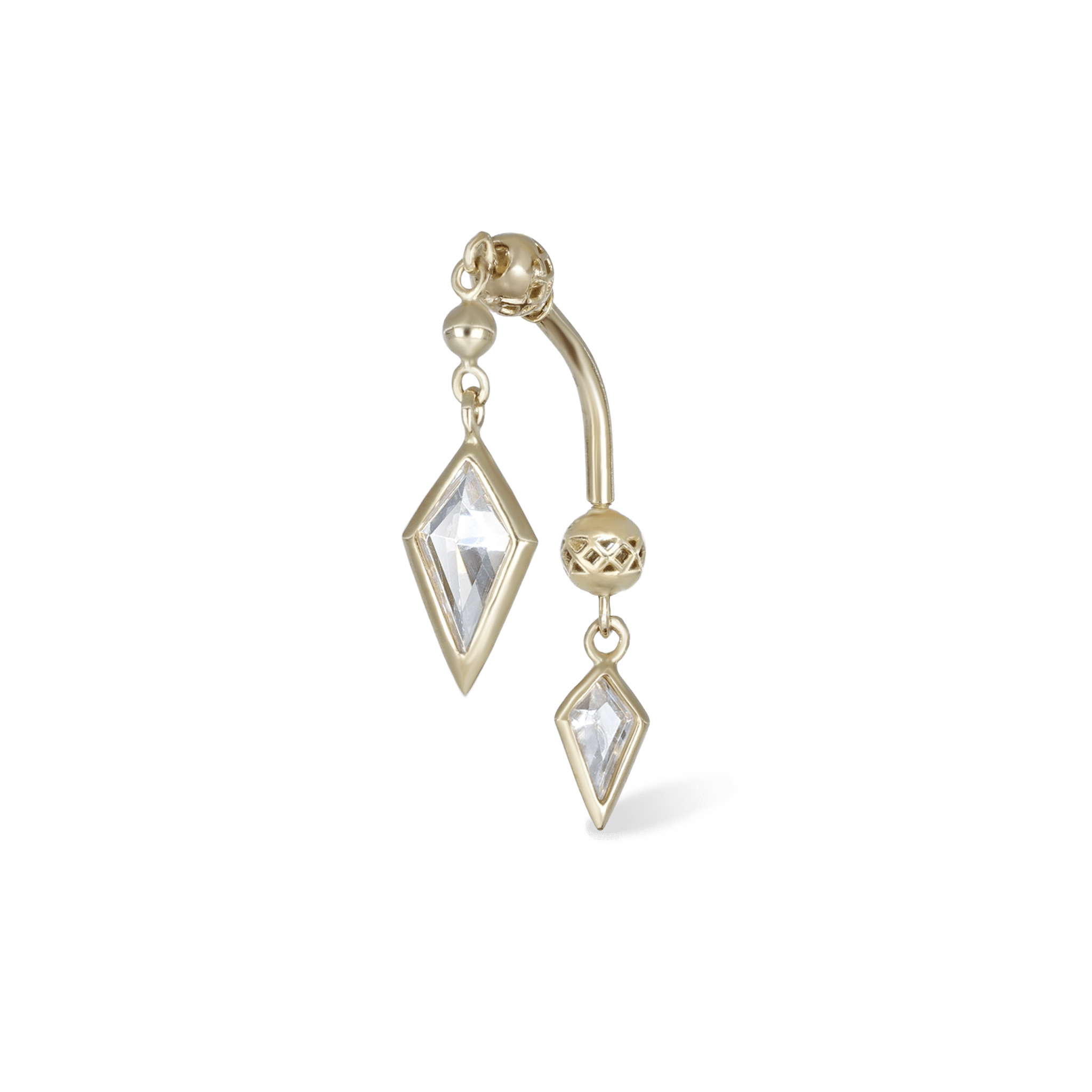 BEATTI Barbell Gold Riké • Double Diamond Flip Curved Barbell PL224 CURVED TWOSIDE Riké • Double Diamond Flip Curved Barbell