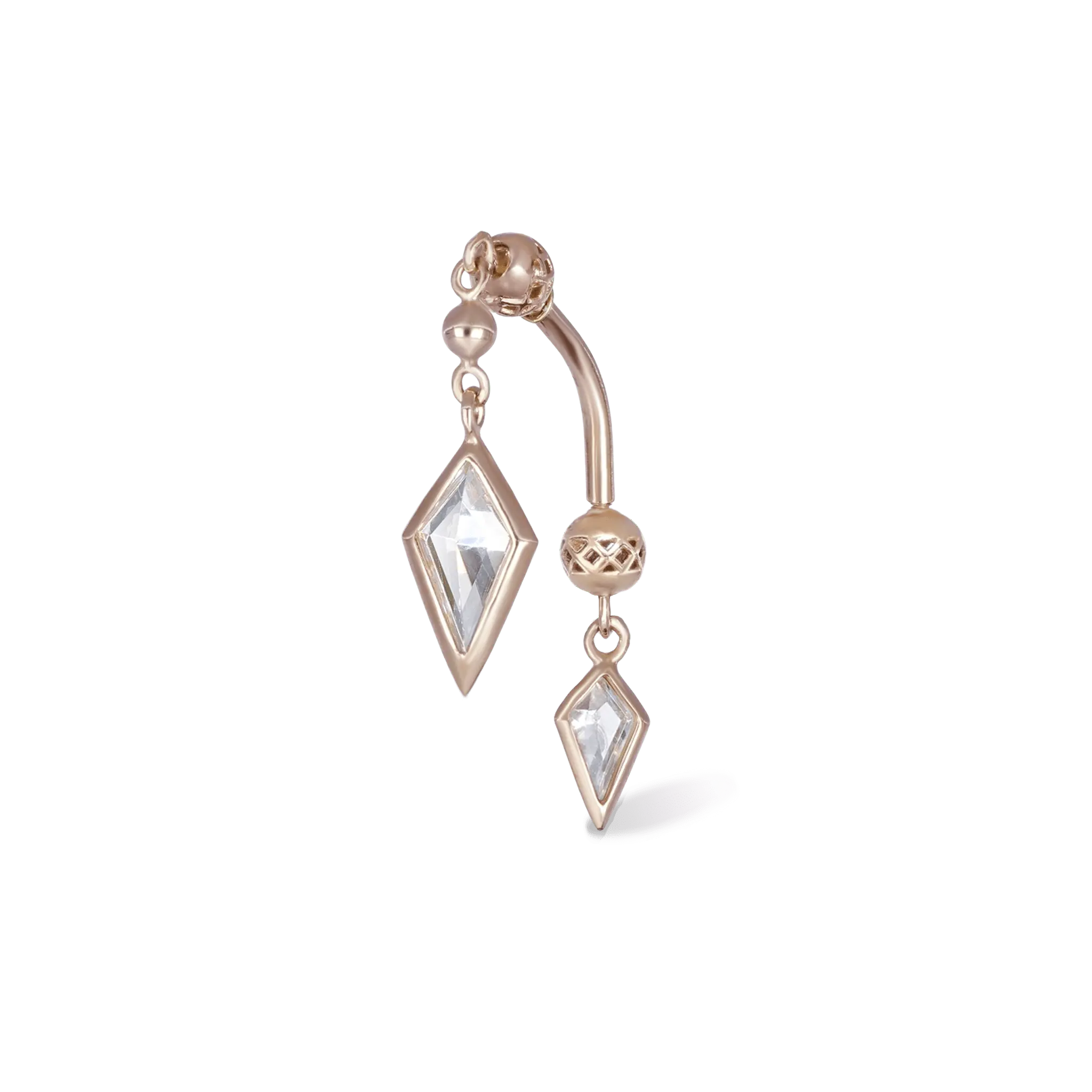 BEATTI Barbell Rose Gold Riké • Double Diamond Flip Curved Barbell PL224 CURVED TWOSIDE Riké • Double Diamond Flip Curved Barbell