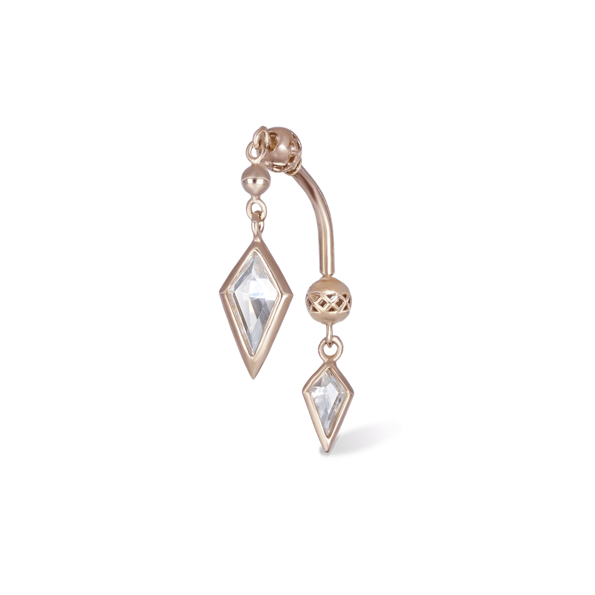 BEATTI Barbell Rose Gold Riké • Double Diamond Flip Curved Barbell PL224 CURVED TWOSIDE Riké • Double Diamond Flip Curved Barbell