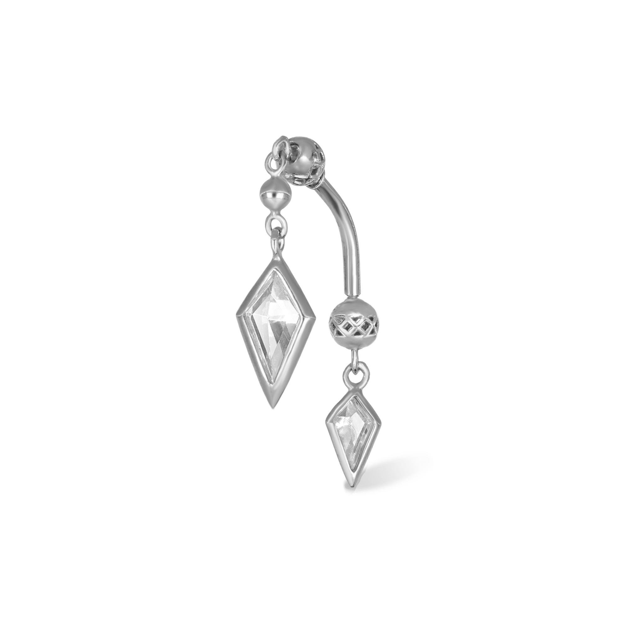 BEATTI Barbell White Gold Riké • Double Diamond Flip Curved Barbell PL224 CURVED TWOSIDE Riké • Double Diamond Flip Curved Barbell