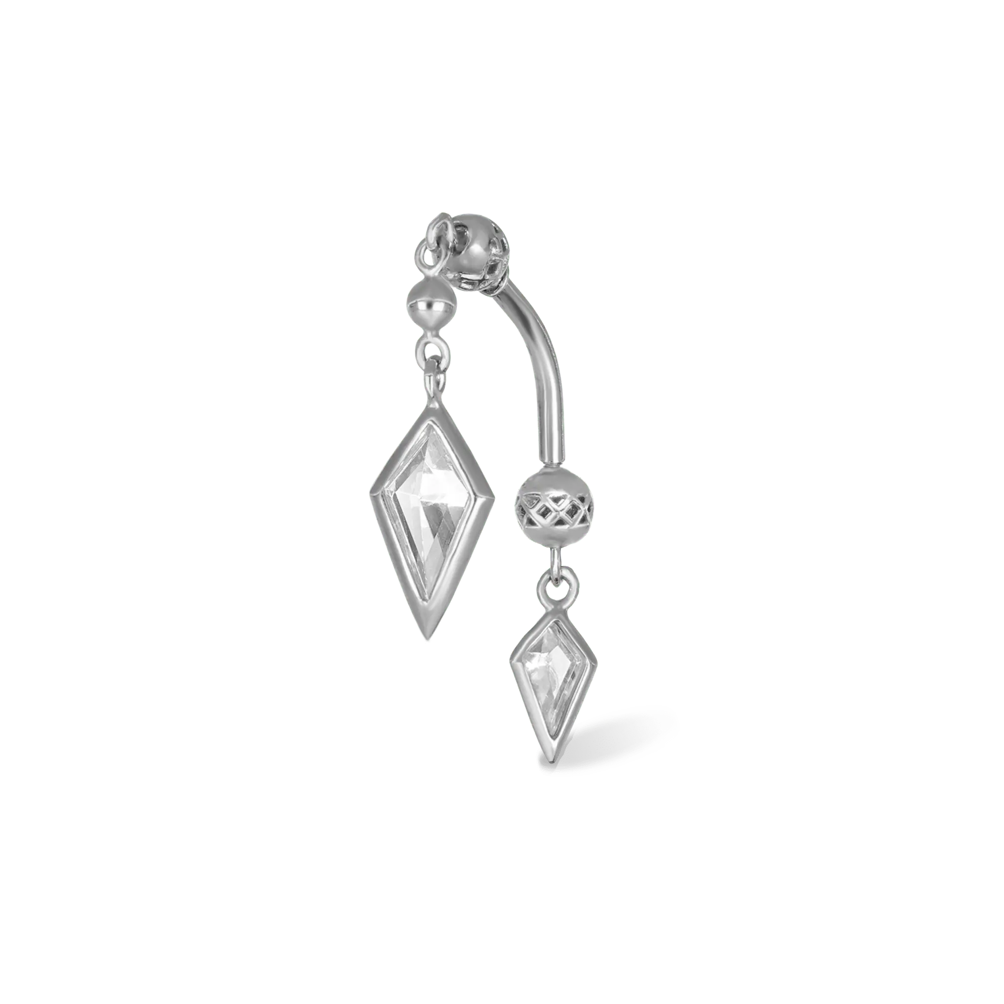 BEATTI Barbell White Gold Riké • Double Diamond Flip Curved Barbell PL224 CURVED TWOSIDE Riké • Double Diamond Flip Curved Barbell