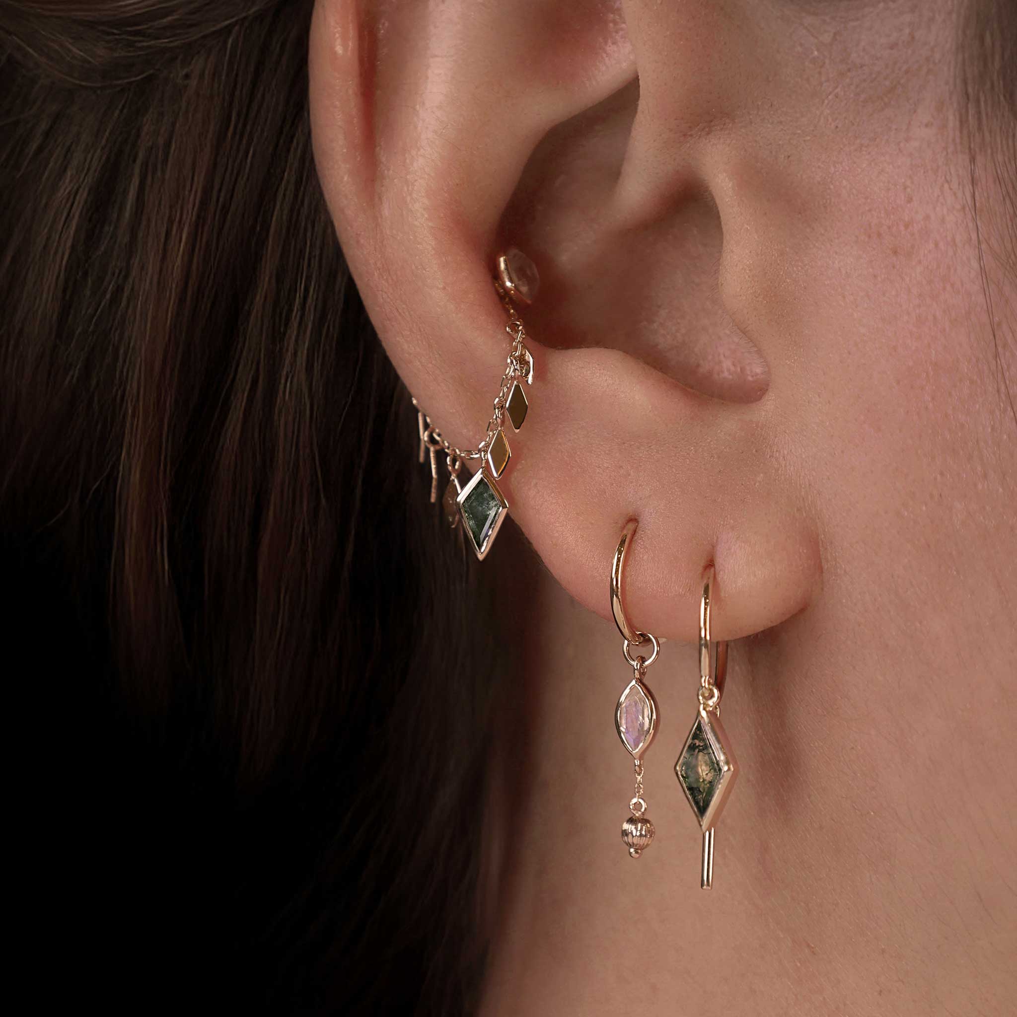 BEATTI Chain Attachments Gold / 32mm Patra Chain Attachment with Moss Agate 32mm BTFG054 MOSAG Patra Chain Attachment with Moss Agate 32mm