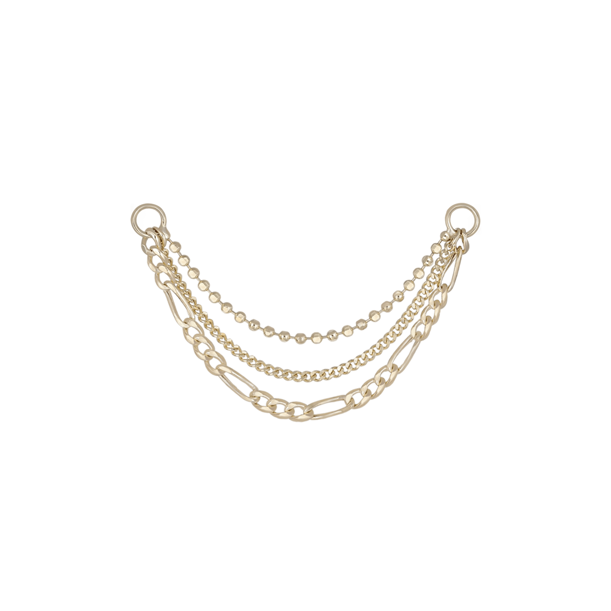 BEATTI 14K gold triple mixed chain attachment Quinn