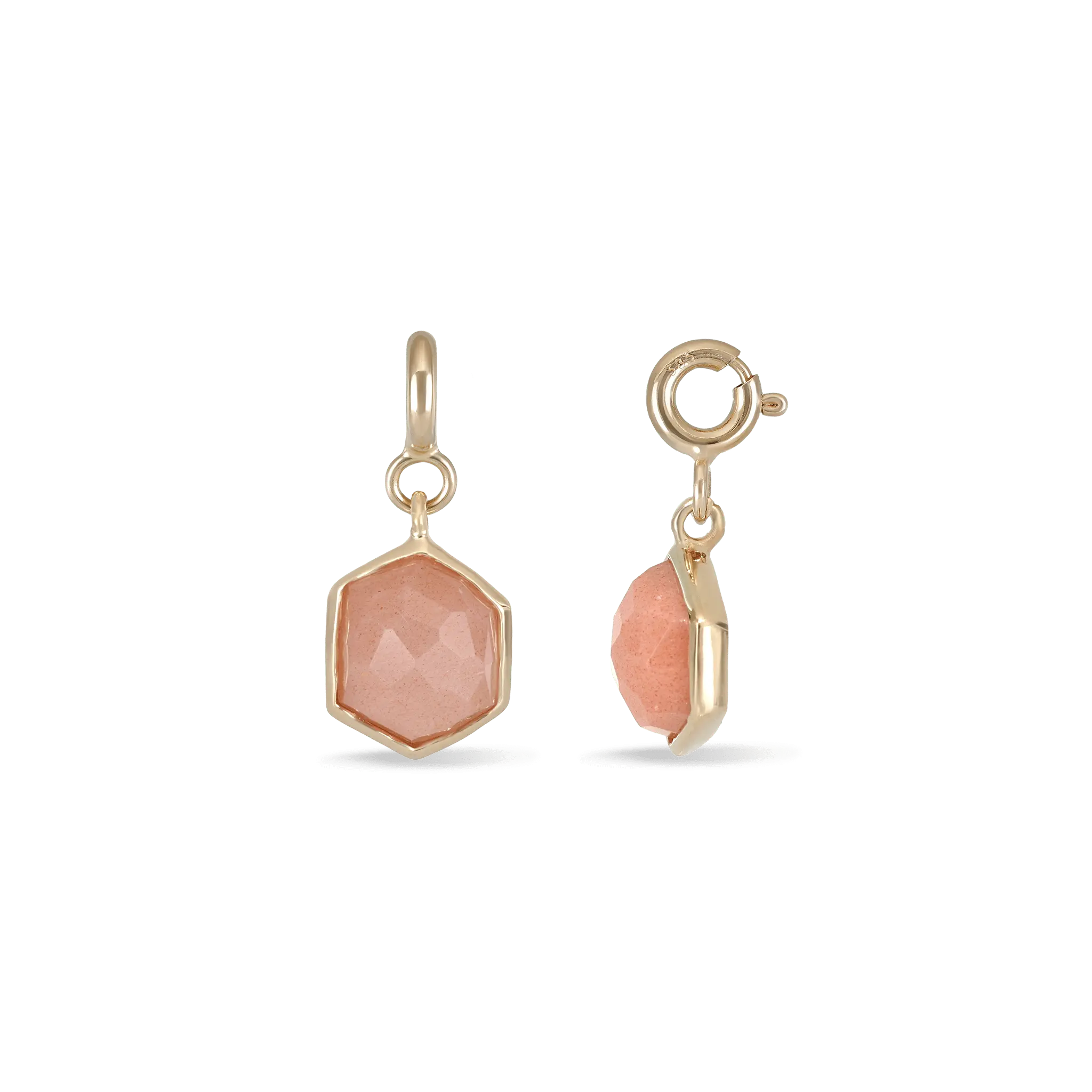 BEATTI Pendants Gold / Peach Moonstone Sample Sale • Hexagon Dome SR Pendant SS25 SS25 PD 011 YG MP Sample Sale • Hexagon Dome SR Pendant SS25