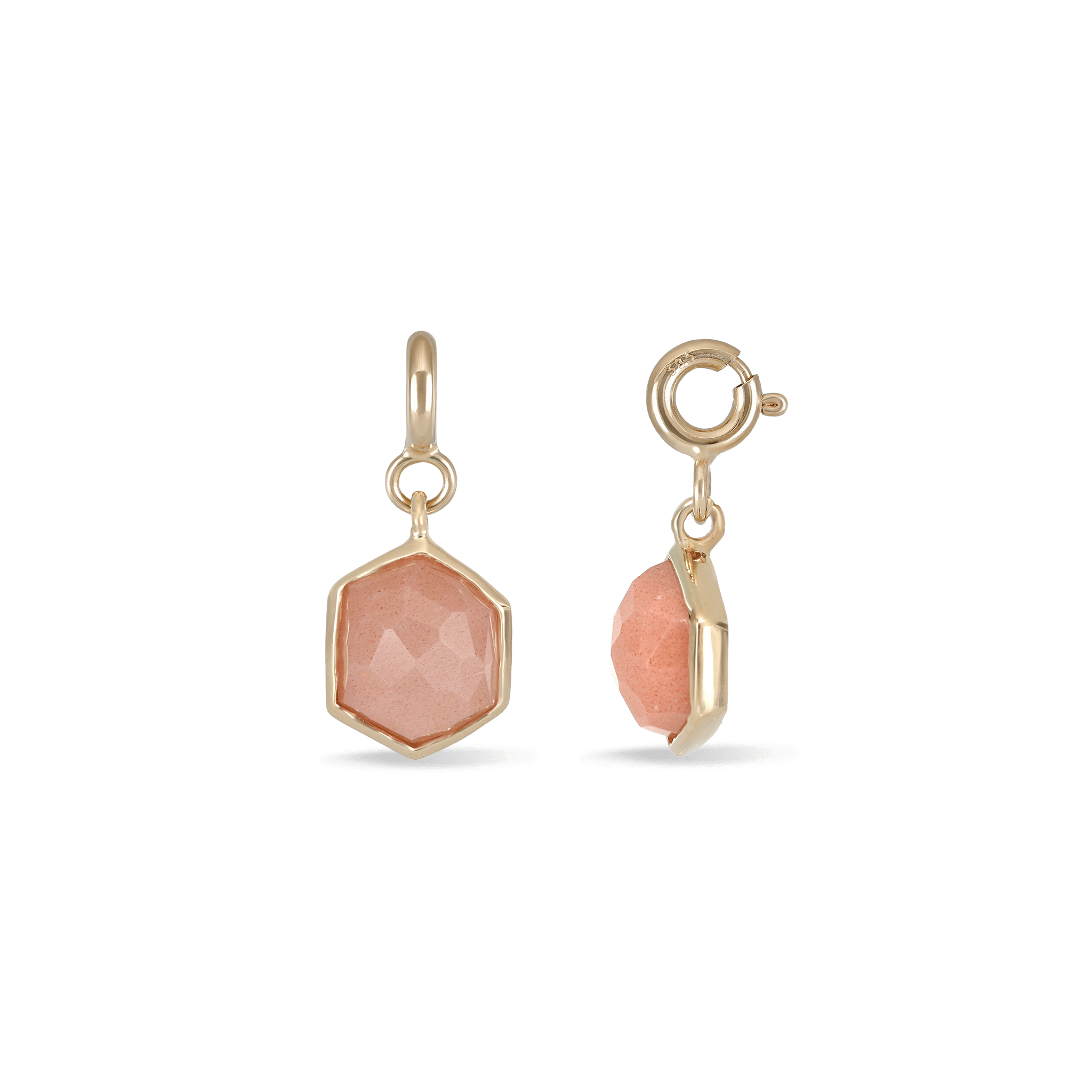 BEATTI Pendants Gold / Peach Moonstone Sample Sale • Hexagon Dome SR Pendant SS25 SS25 PD 011 YG MP Sample Sale • Hexagon Dome SR Pendant SS25