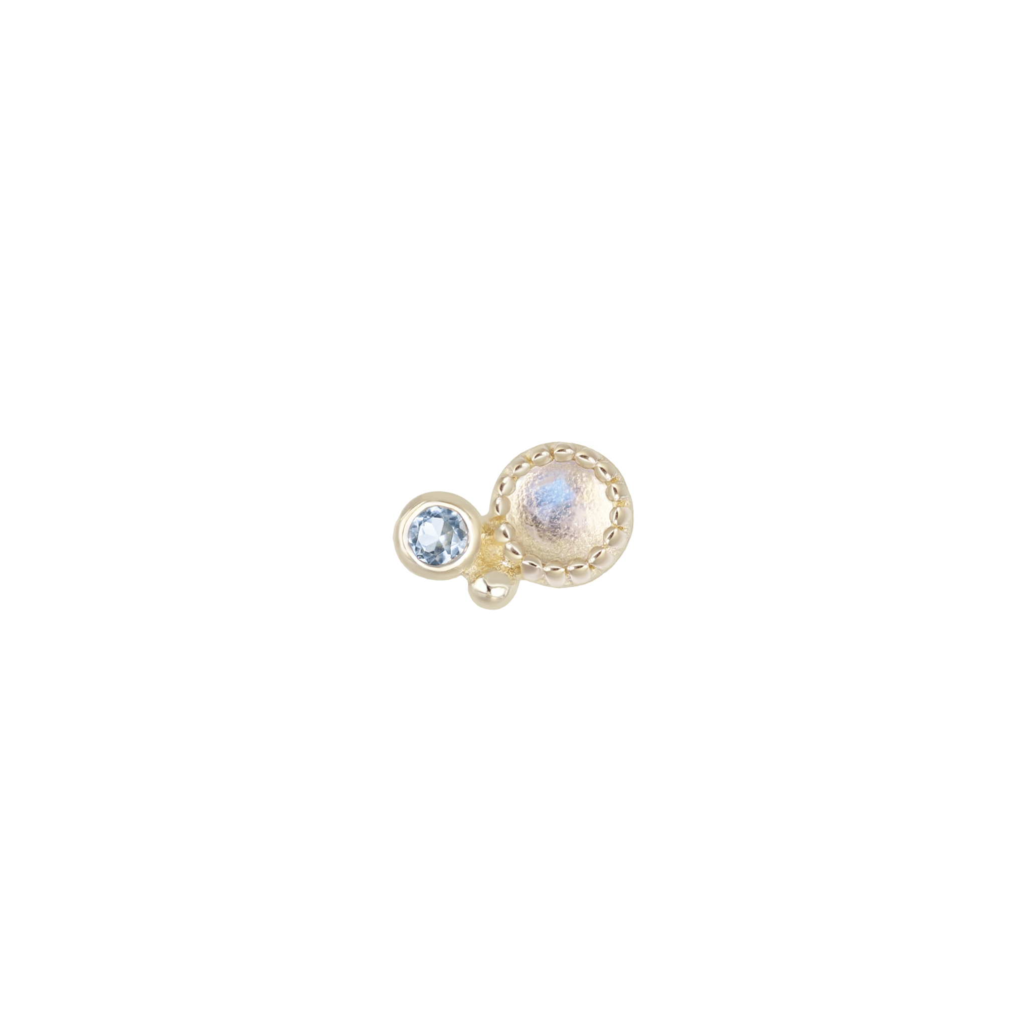 BEATTI Threadless Ends Gold / Rainbow Moonstone / Right Twinette • 14K Gold Gemstone Threadless End Twinette • 14K Gold Gemstone Threadless End
