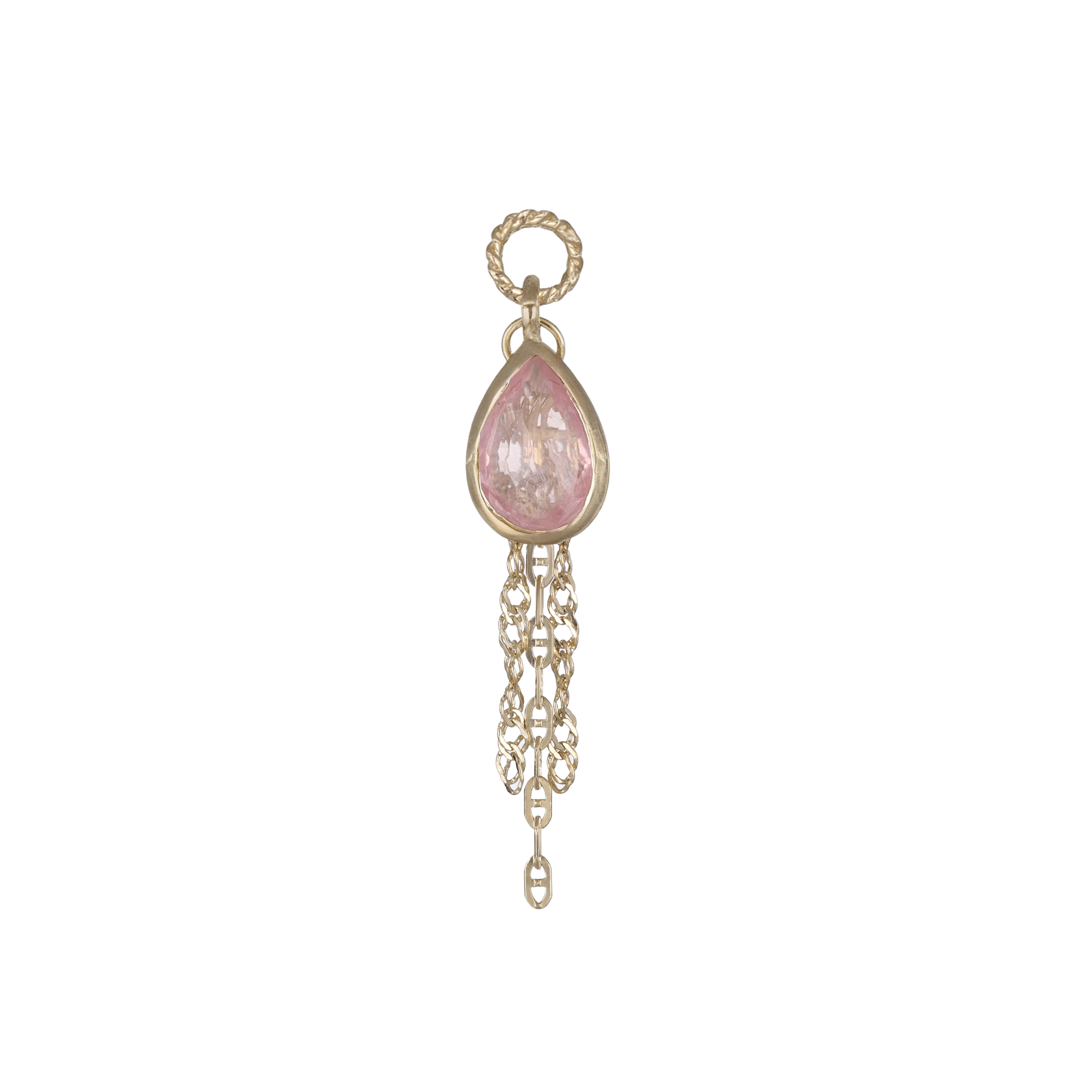 BEATTI Charms Gold / Rose Quartz Water-Drop Charm with Draped Tassel Chains SJ904 RQ Water-Drop Charm with Draped Tassel Chains