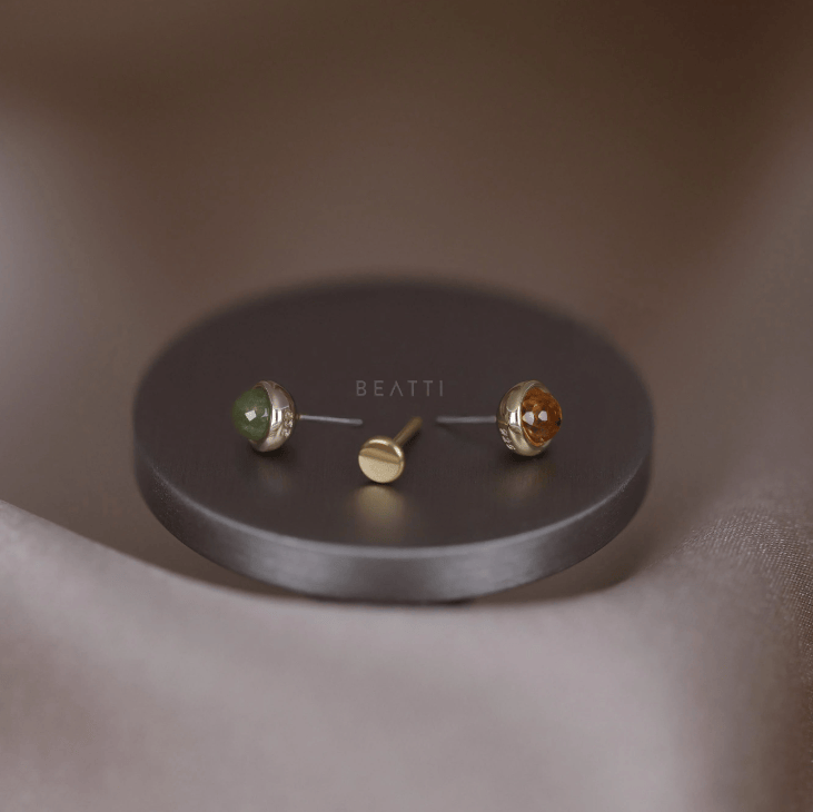 BEATTI Threadless Ends Piper • Natural Gemstone Flat Back Stud Piper • Natural Gemstone Flat Back Stud
