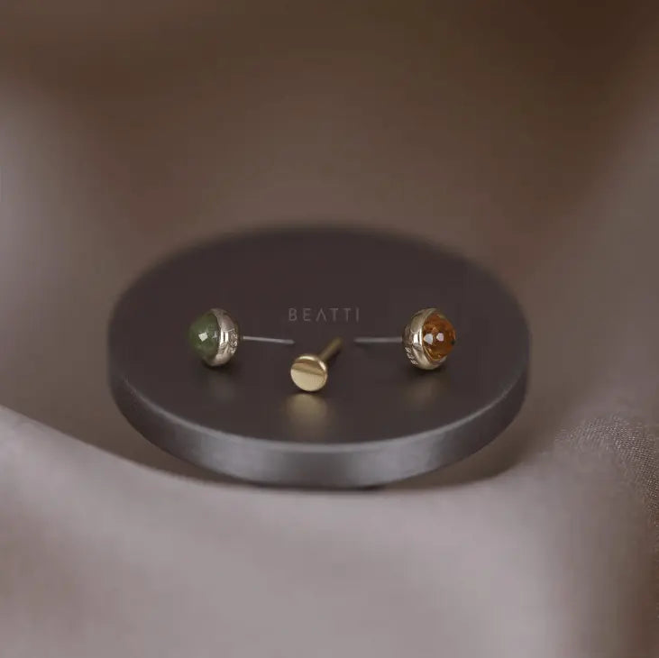 BEATTI Threadless Ends Piper • Natural Gemstone Flat Back Stud Piper • Natural Gemstone Flat Back Stud