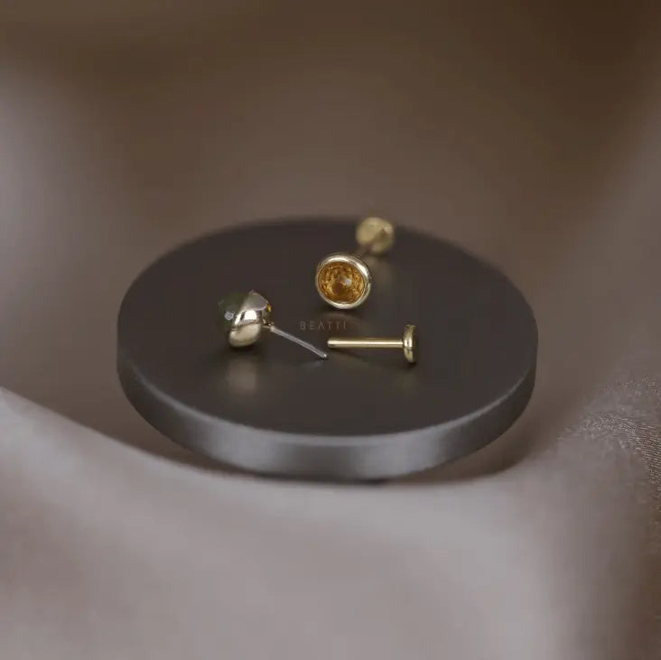 BEATTI Threadless Ends Piper • Natural Gemstone Flat Back Stud Piper • Natural Gemstone Flat Back Stud