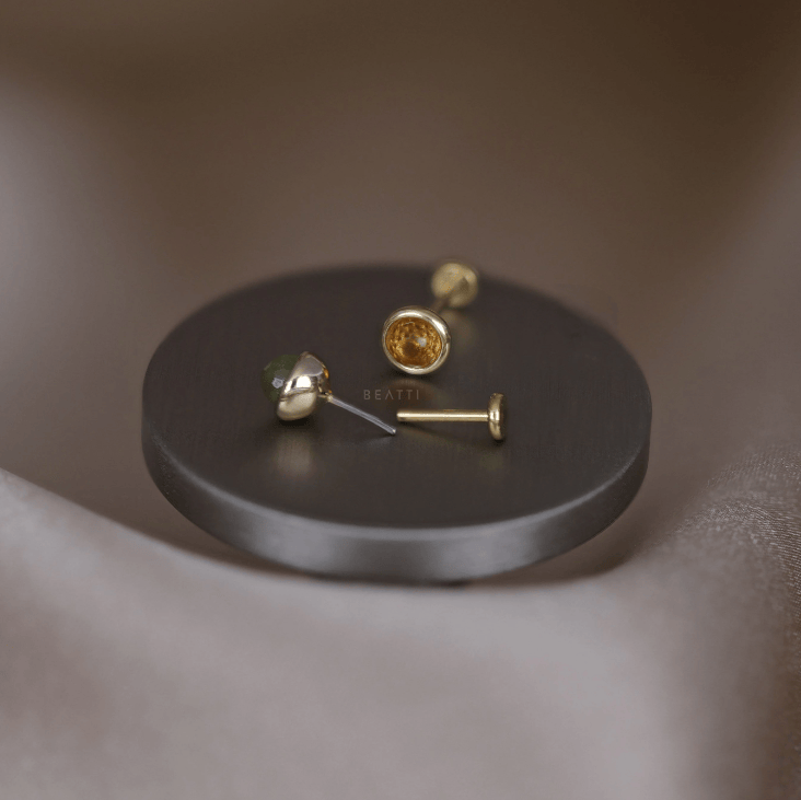 BEATTI Threadless Ends Piper • Natural Gemstone Flat Back Stud Piper • Natural Gemstone Flat Back Stud