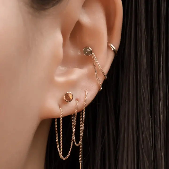 BEATTI Threadless Ends Piper • Natural Gemstone Flat Back Stud Piper • Natural Gemstone Flat Back Stud