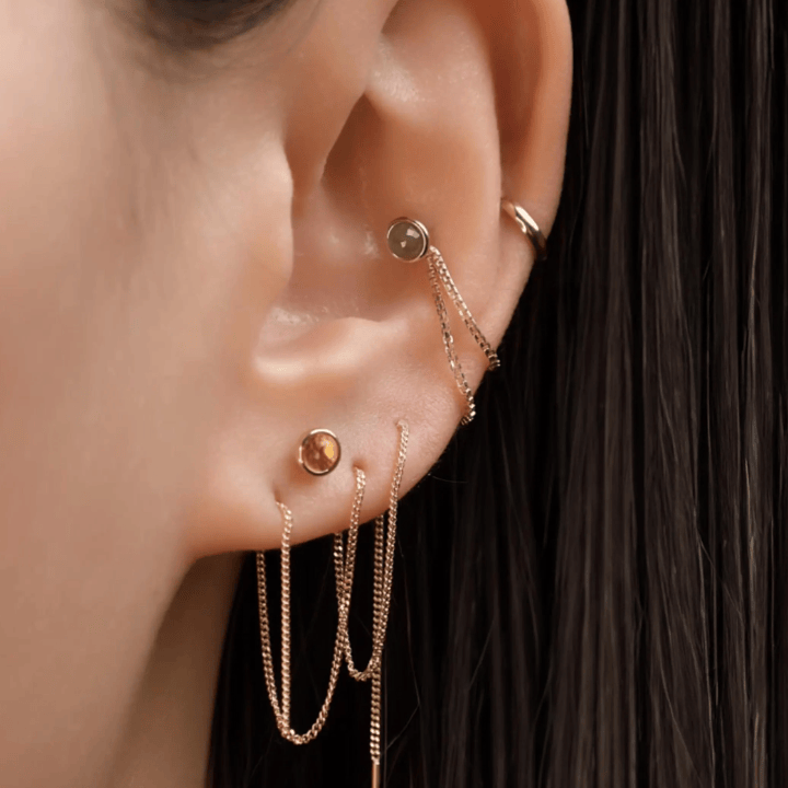 BEATTI Threadless Ends Piper • Natural Gemstone Flat Back Stud Piper • Natural Gemstone Flat Back Stud