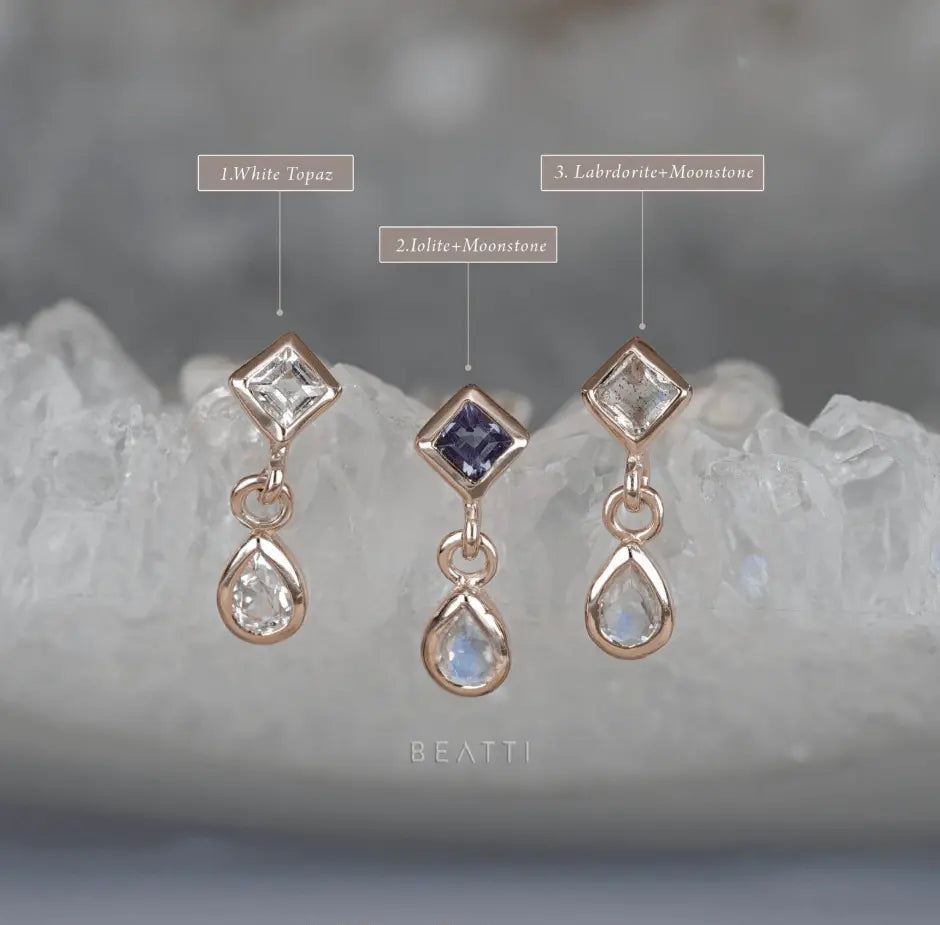 BEATTI Threadless Ends Rena • White Topaz Threadless Ends Rena • White Topaz Threadless Ends