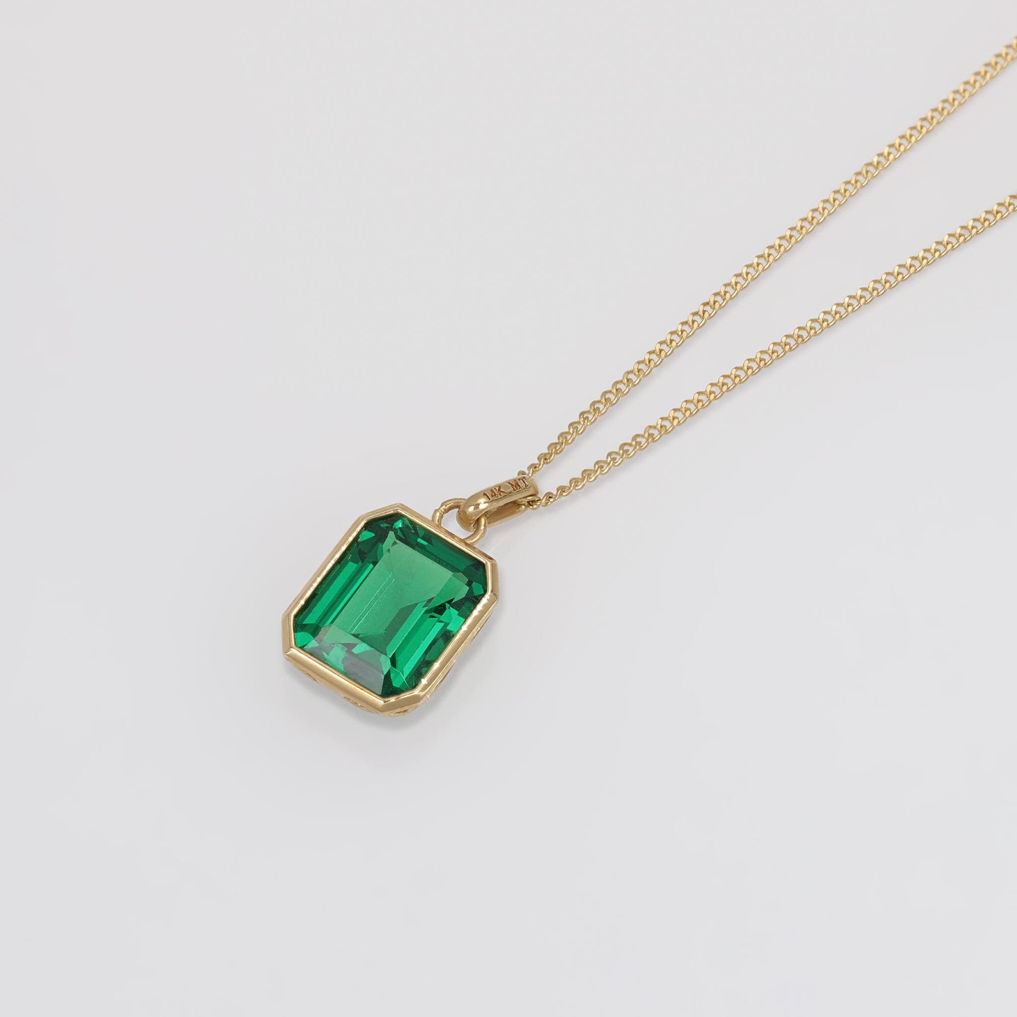 BEATTI Necklace Gold / Emerald Sample Sale • Emerald Cut Green simulated Gemstone Necklace YG SS25 SS25 NE 002 YG Sample Sale • Emerald Cut Green simulated Gemstone Necklace YG SS25