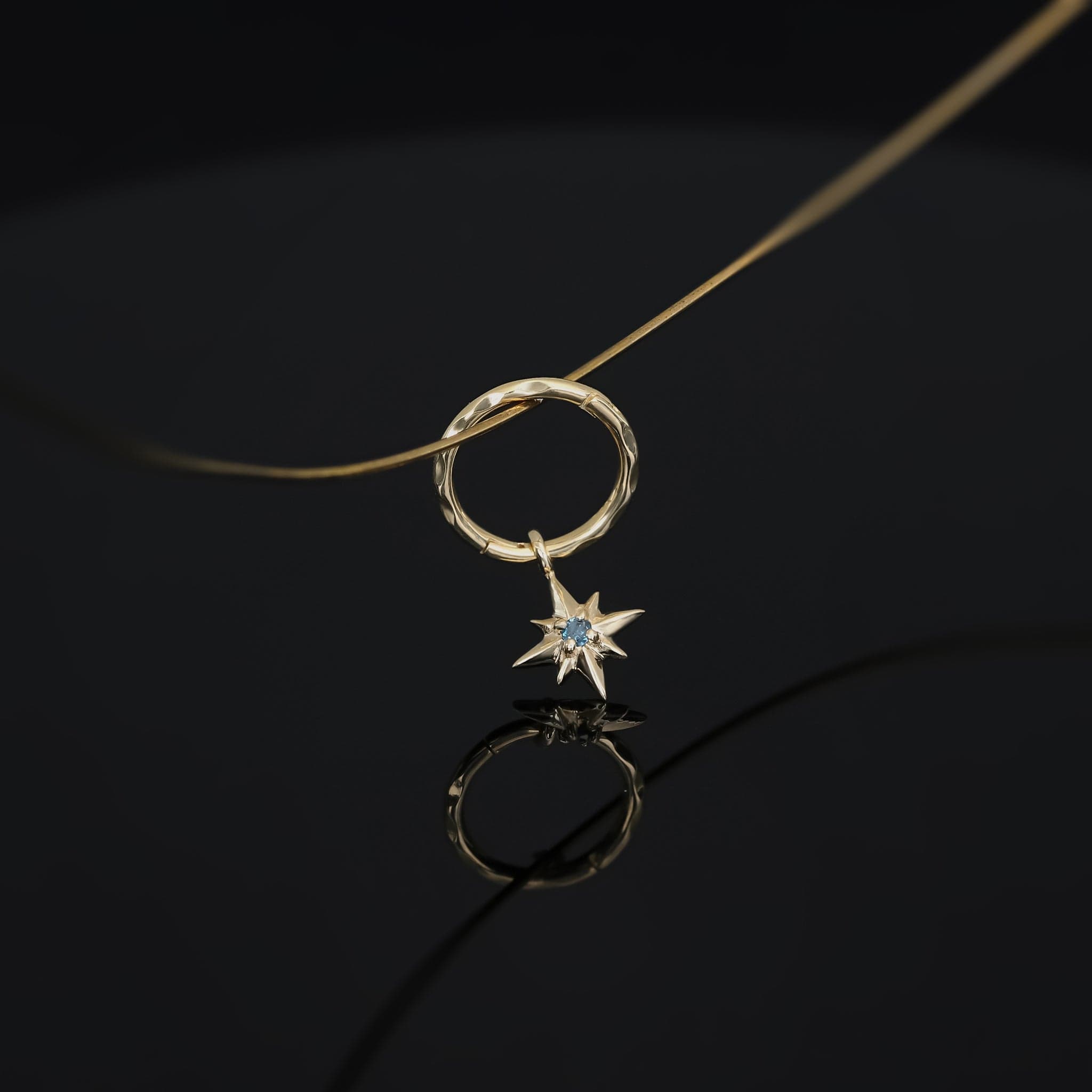 BEATTI Hoops Single / Blue Diamond Sample Sale • Blue Diamond Star Charm with Textured Clicker Hoop SS25 Sample Sale • Blue Diamond Star Charm with Textured Clicker Hoop SS25