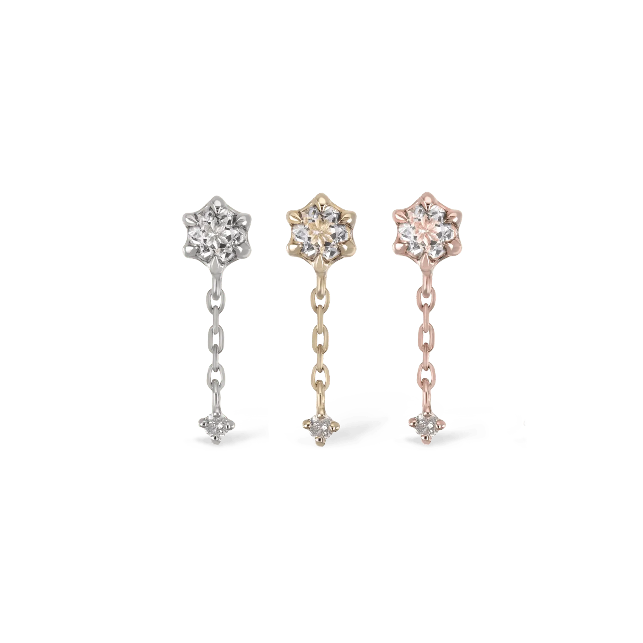BEATTI Threadless Ends Starfall • White Topaz + Diamond Flat Back Stud Starfall • White Topaz + Diamond Flat Back Stud