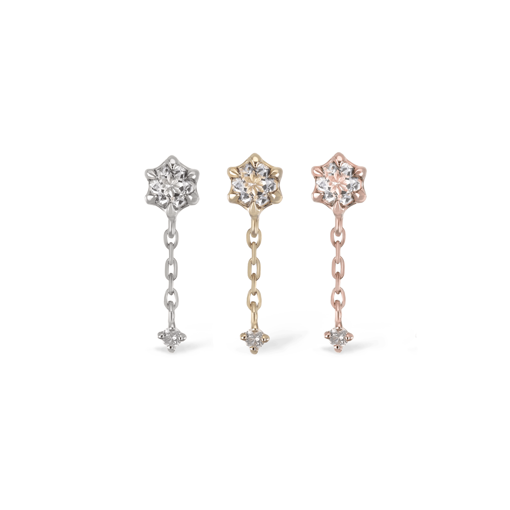 BEATTI Threadless Ends Starfall • White Topaz + Diamond Flat Back Stud Starfall • White Topaz + Diamond Flat Back Stud