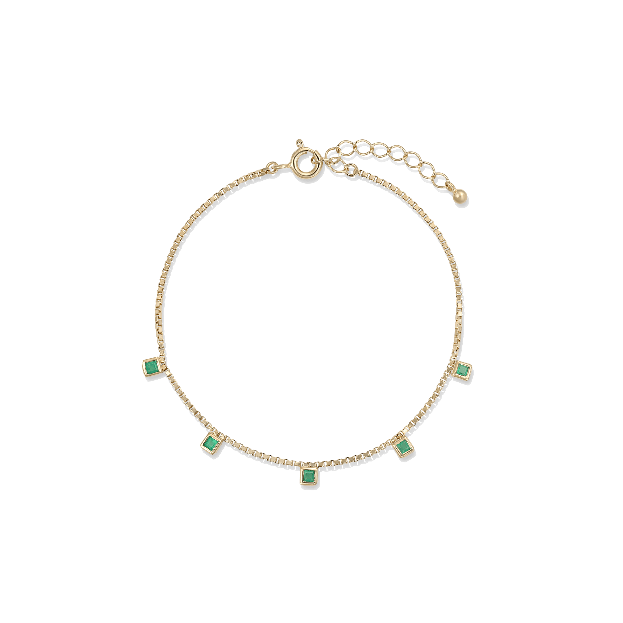 BEATTI Bracelet Gold / Green Onyx Sample Sale • Tiny Square Gemstone Bracelet YG OG SS25 SS25 BR 002 SV YG Sample Sale • Tiny Square Gemstone Bracelet YG OG SS25