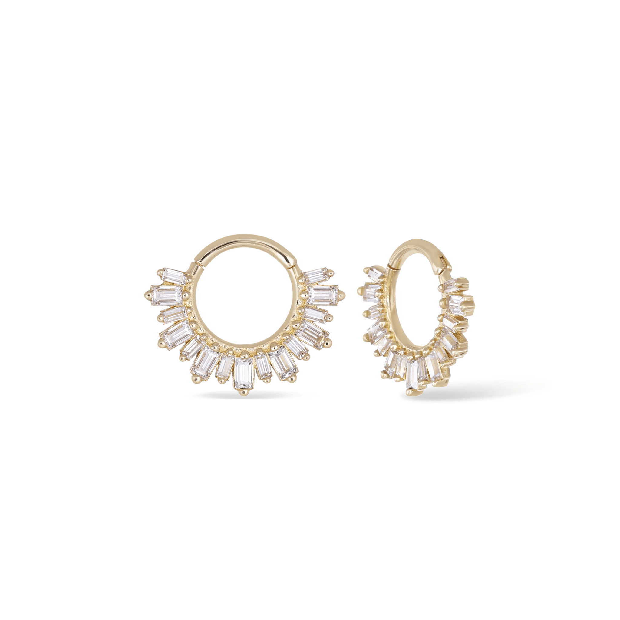 BEATTI Hoops Gold TK002 • 14K Gold Baguette Aura Hoops TK002 TK002 • 14K Gold Baguette Aura Hoops