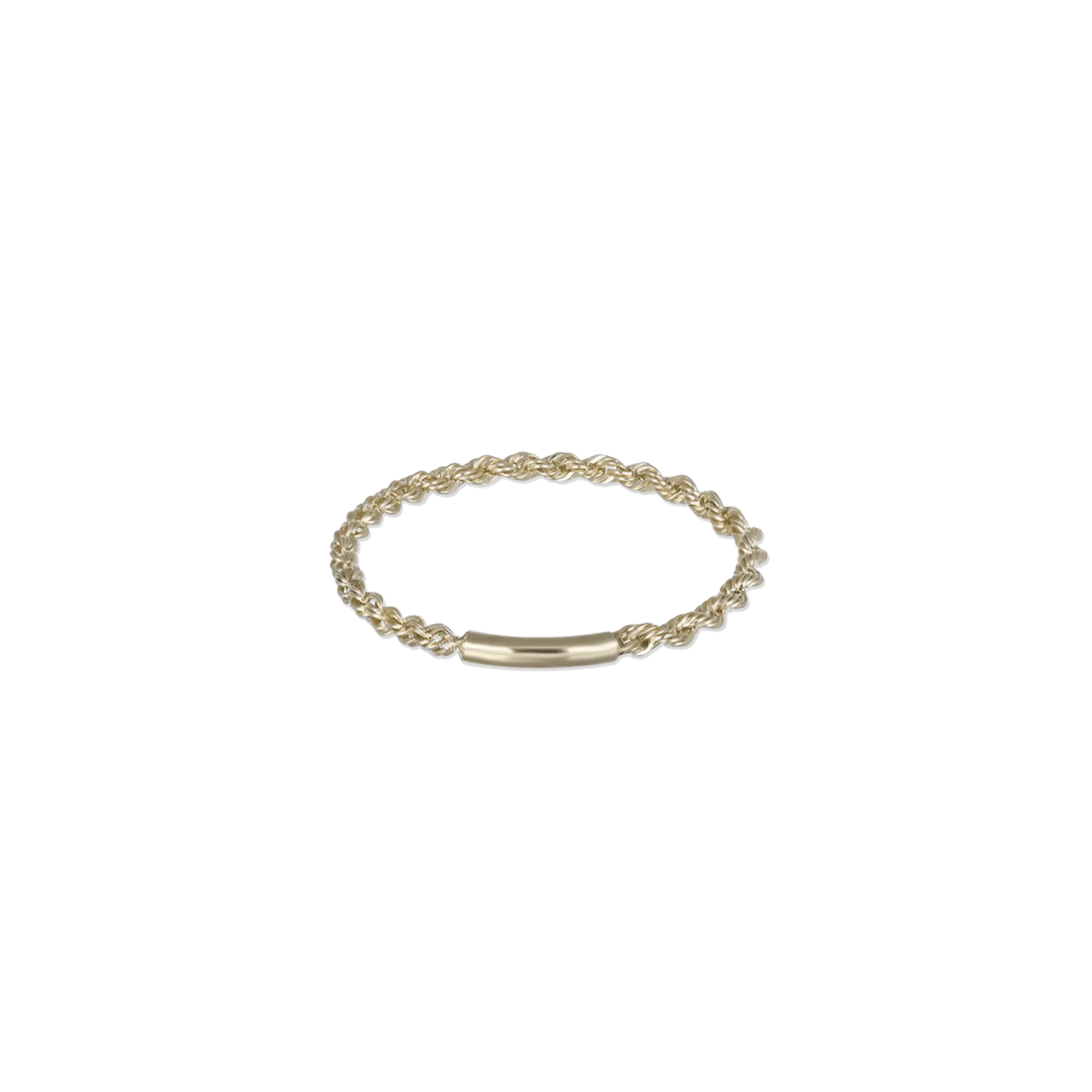BEATTI Ring 14k Gold Rope Chain Ring with Curved Bar Accent 14k Gold Rope Chain Ring with Curved Bar Accent