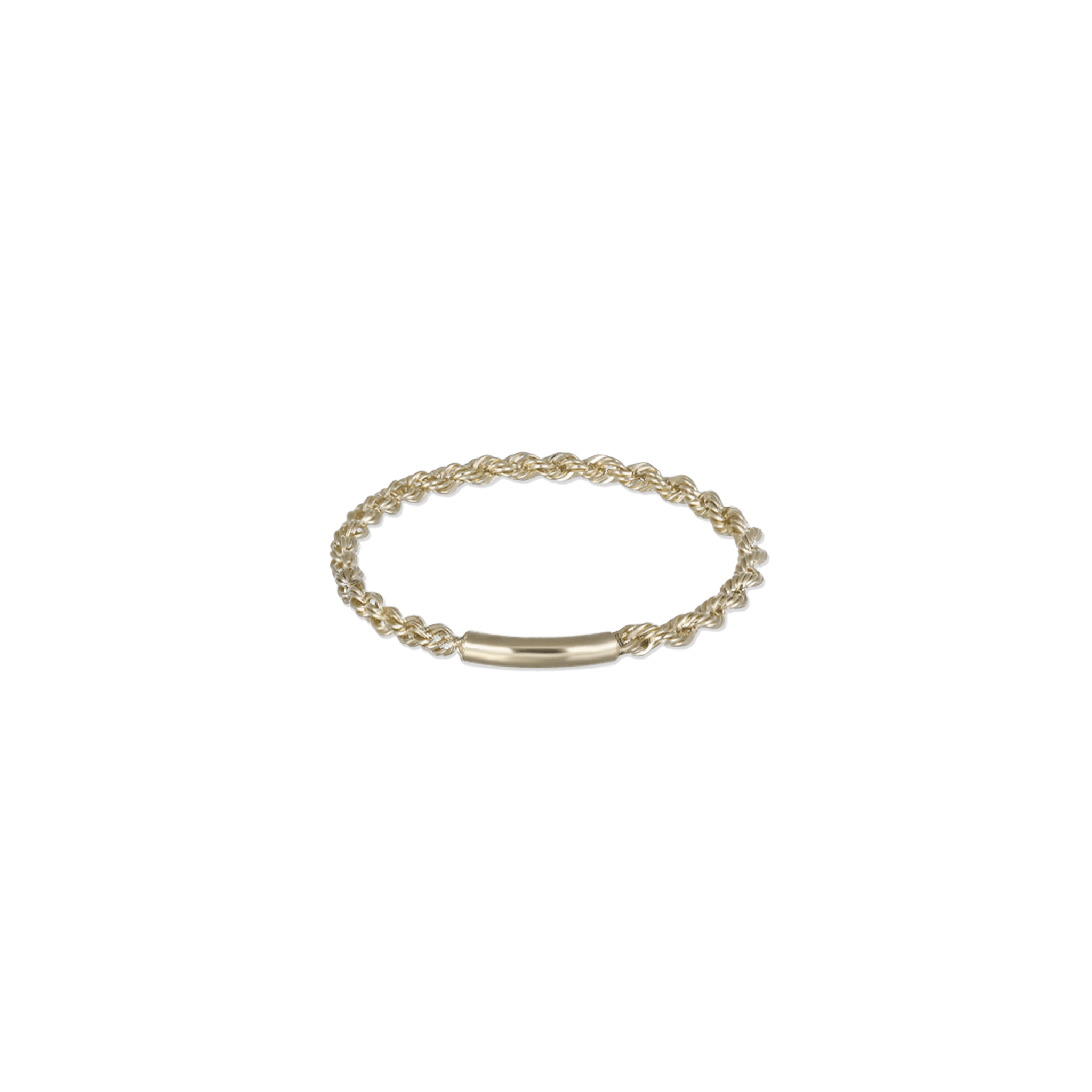BEATTI Ring 14k Gold Rope Chain Ring with Curved Bar Accent 14k Gold Rope Chain Ring with Curved Bar Accent