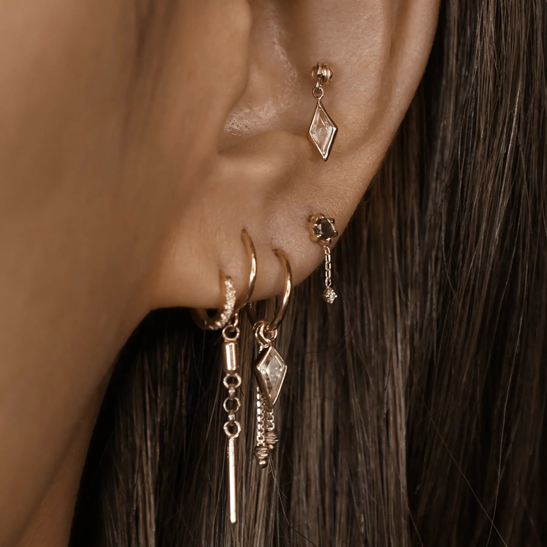 BEATTI Threadless Ends Xena Drop Threadless Flat Back Stud Xena Drop Threadless Flat Back Stud