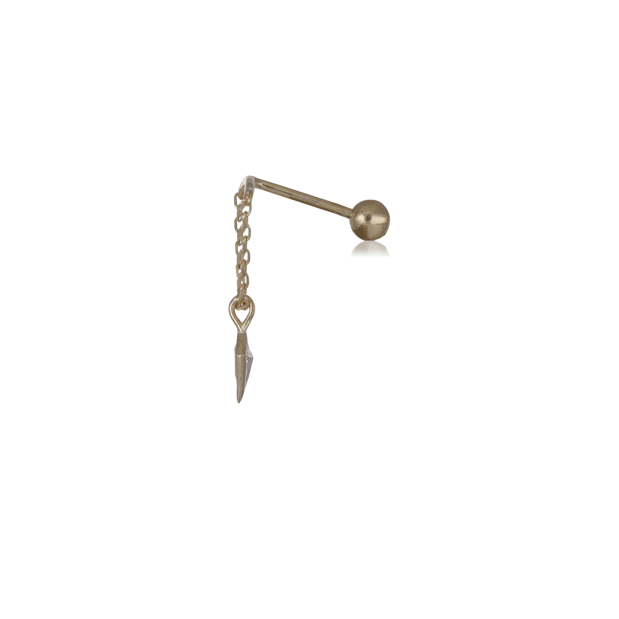 BEATTI Barbell 14K Gold Vertical Helix Kite CZ Charm Chain Barbell 14K Gold Vertical Helix Kite CZ Charm Chain Barbell