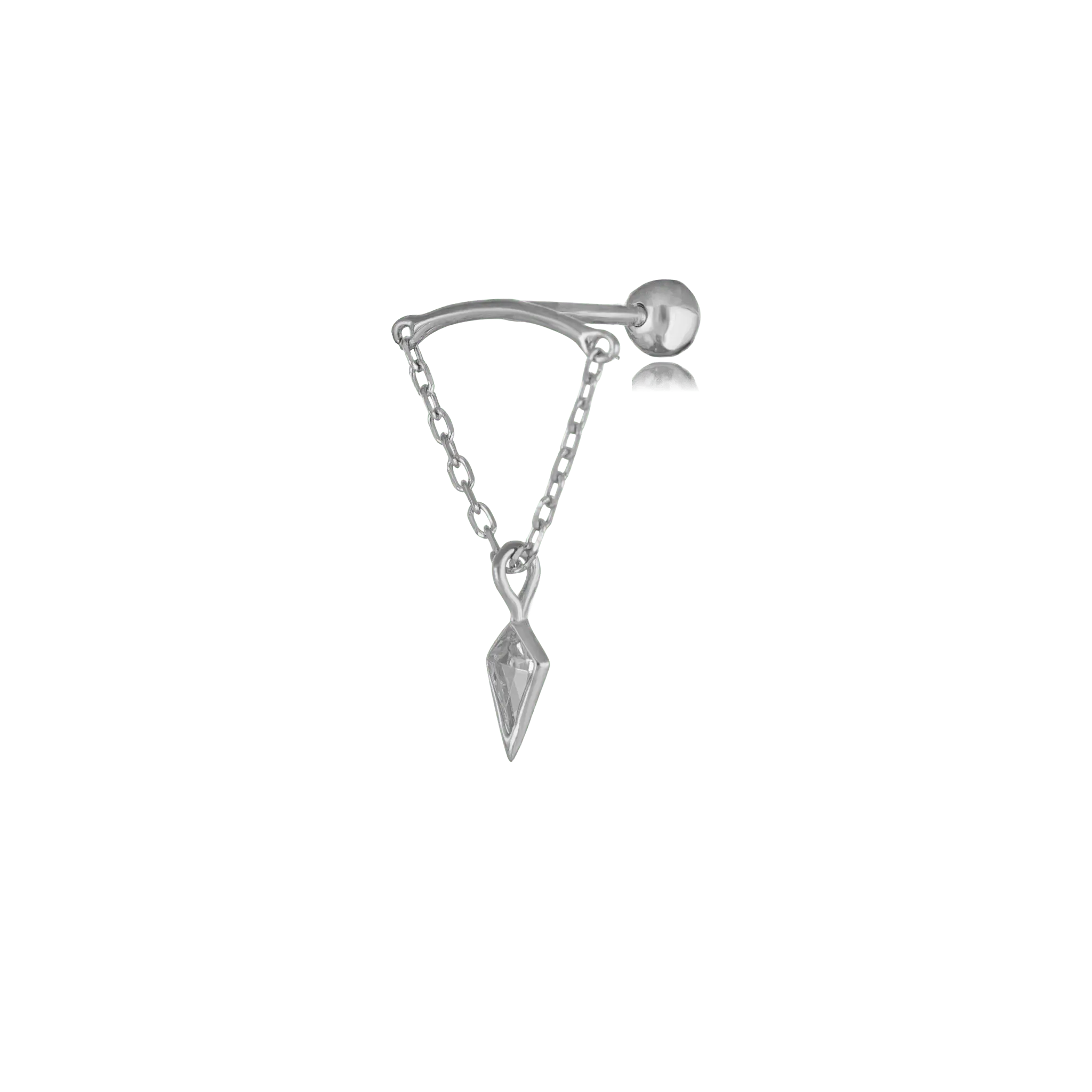 BEATTI Barbell White Gold / 5mm 14K Gold Vertical Helix Kite CZ Charm Chain Barbell KPE4948 14K Gold Vertical Helix Kite CZ Charm Chain Barbell