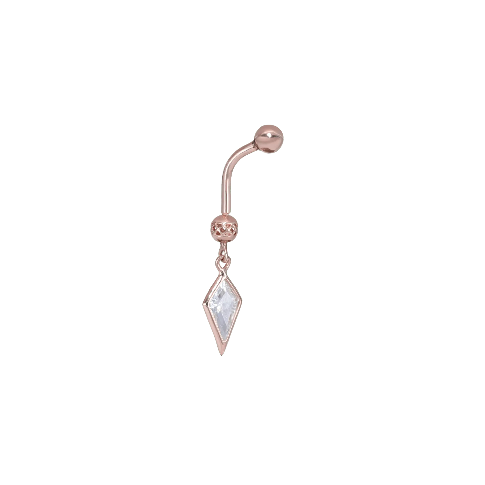 BEATTI Barbell Rose Gold Riké • Internally Threaded Ball End in Curved Bar PL224 CURVED ONESIDE Riké • Internally Threaded Ball End in Curved Bar