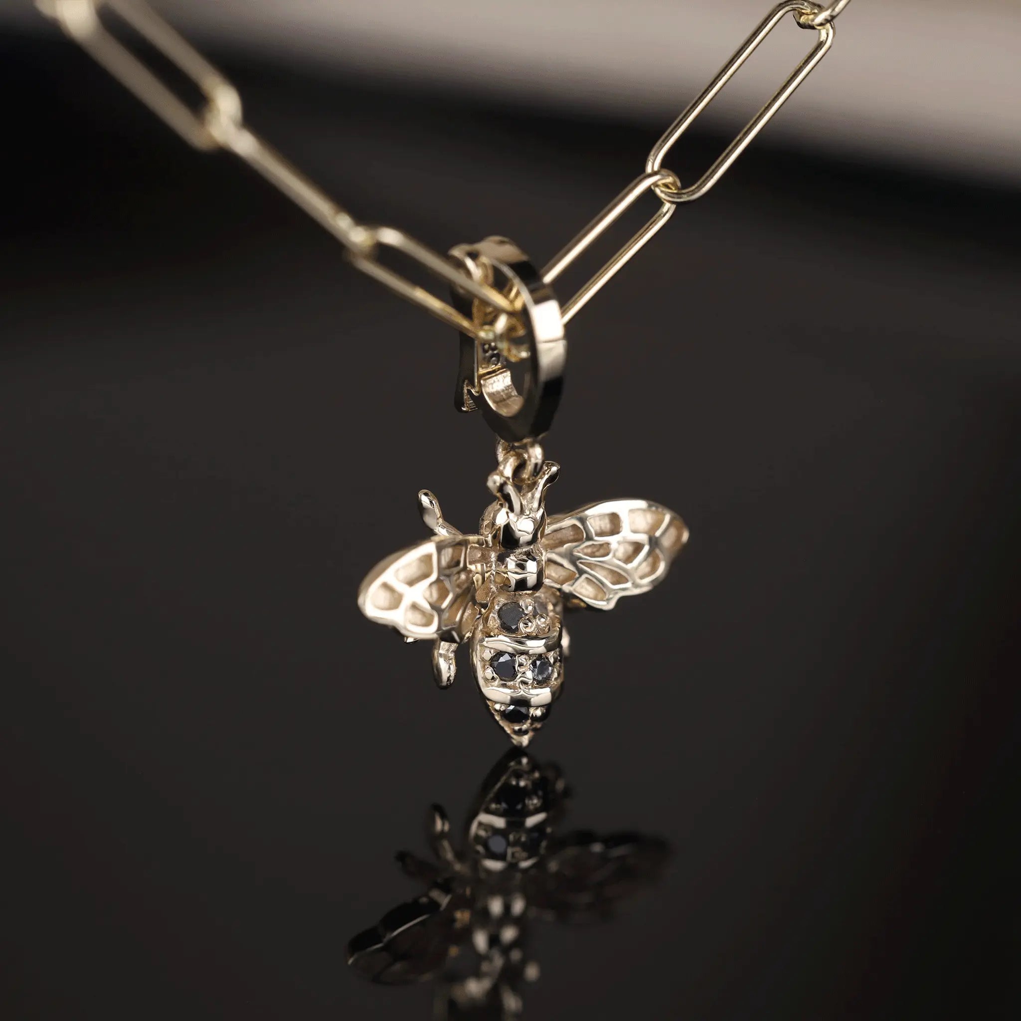 BEATTI Pendants Gold Eternal Black Diamond HoneyBee Pendant III JC150_BLD Eternal Black Diamond HoneyBee Pendant III