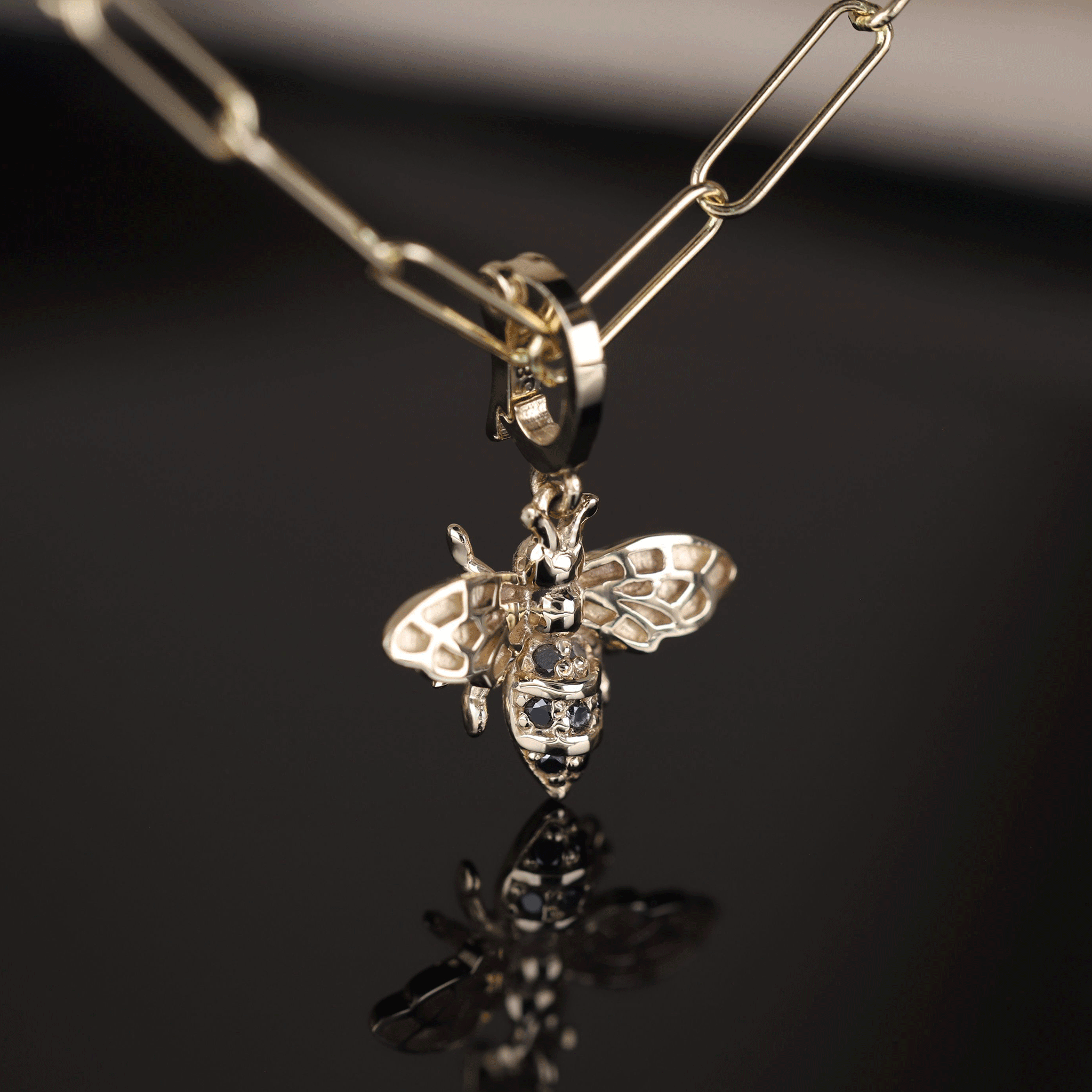 BEATTI Pendants Gold Eternal Black Diamond HoneyBee Pendant III JC150_BLD Eternal Black Diamond HoneyBee Pendant III