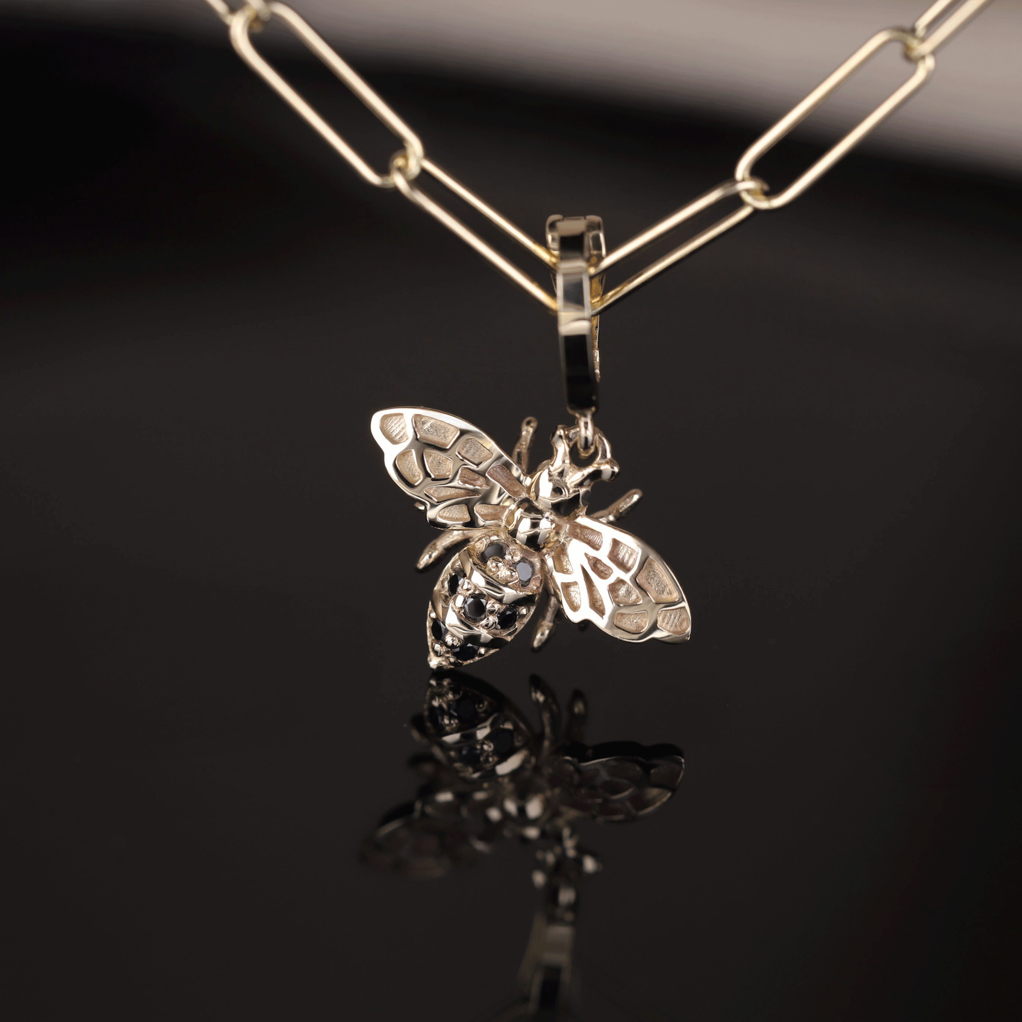 BEATTI Pendants Gold Eternal Black Diamond HoneyBee Pendant III JC150_BLD Eternal Black Diamond HoneyBee Pendant III