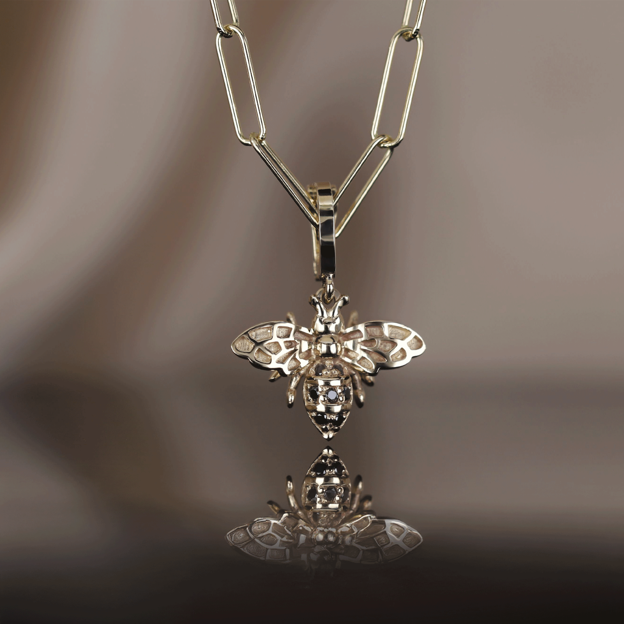 BEATTI Pendants Gold Eternal Black Diamond HoneyBee Pendant III JC150_BLD Eternal Black Diamond HoneyBee Pendant III