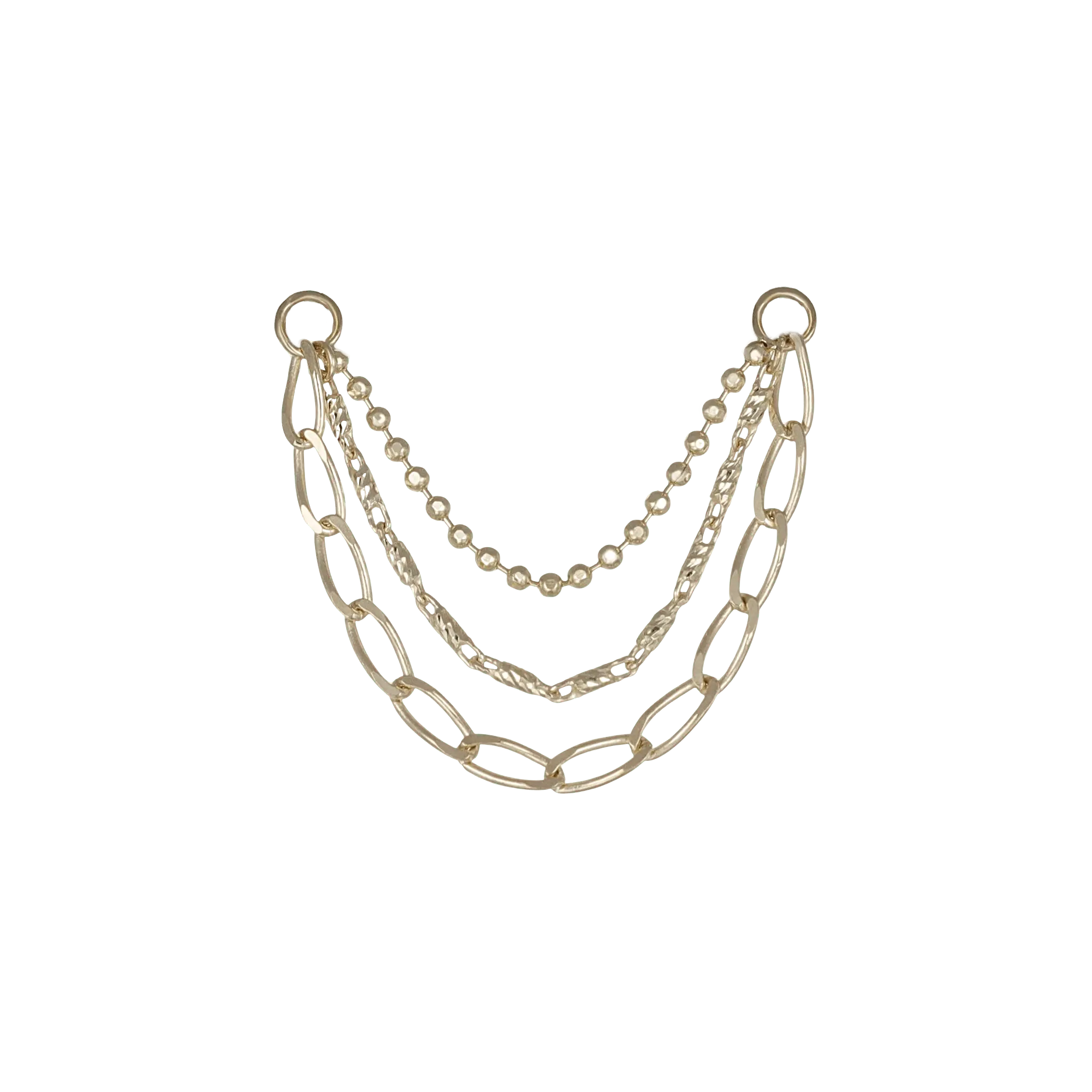 BEATTI Chain Attachments 14K Gold Raro Triple Mixed Chain Chain Attachment 14K Gold Raro Triple Mixed Chain Chain Attachment