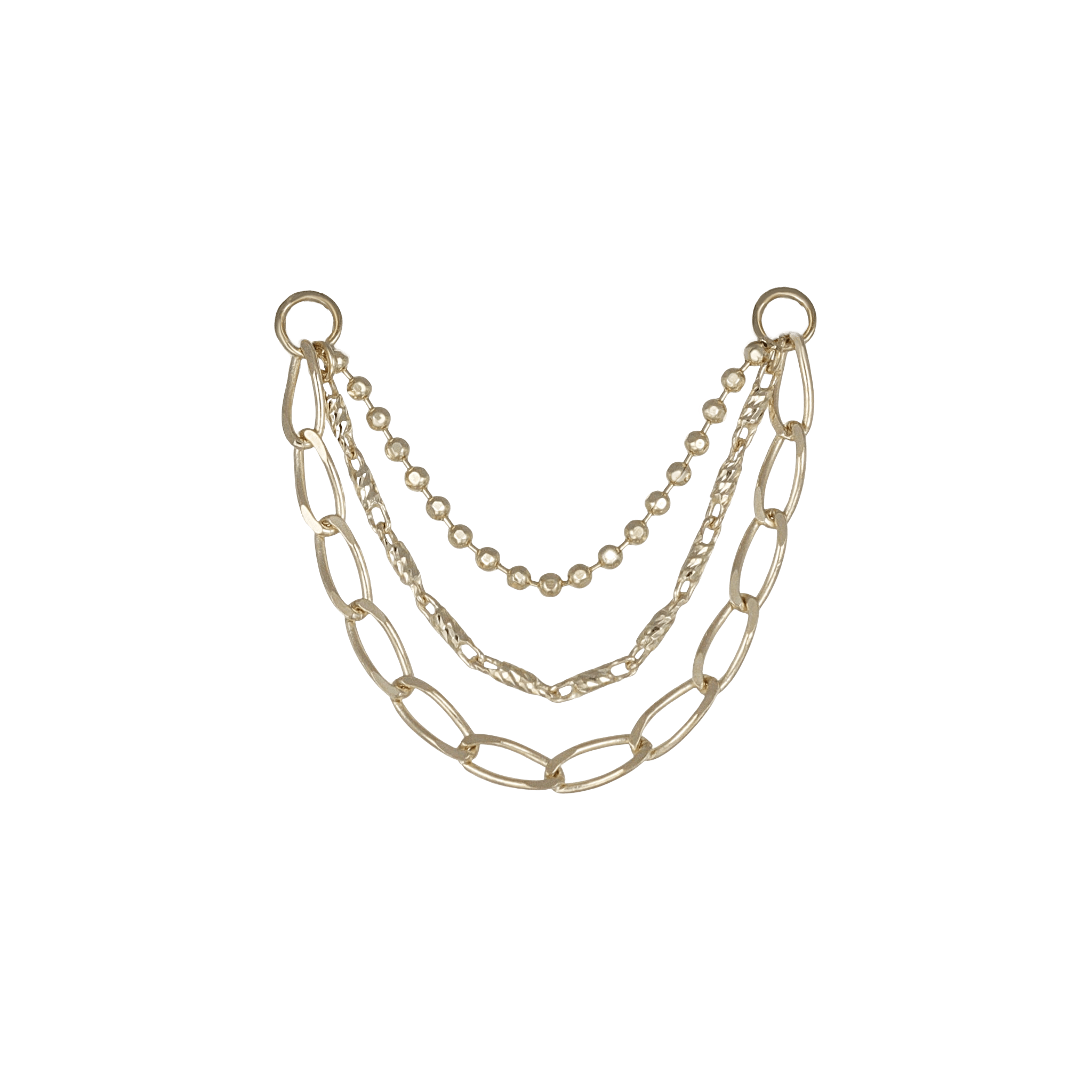 BEATTI Chain Attachments 14K Gold Raro Triple Mixed Chain Chain Attachment 14K Gold Raro Triple Mixed Chain Chain Attachment