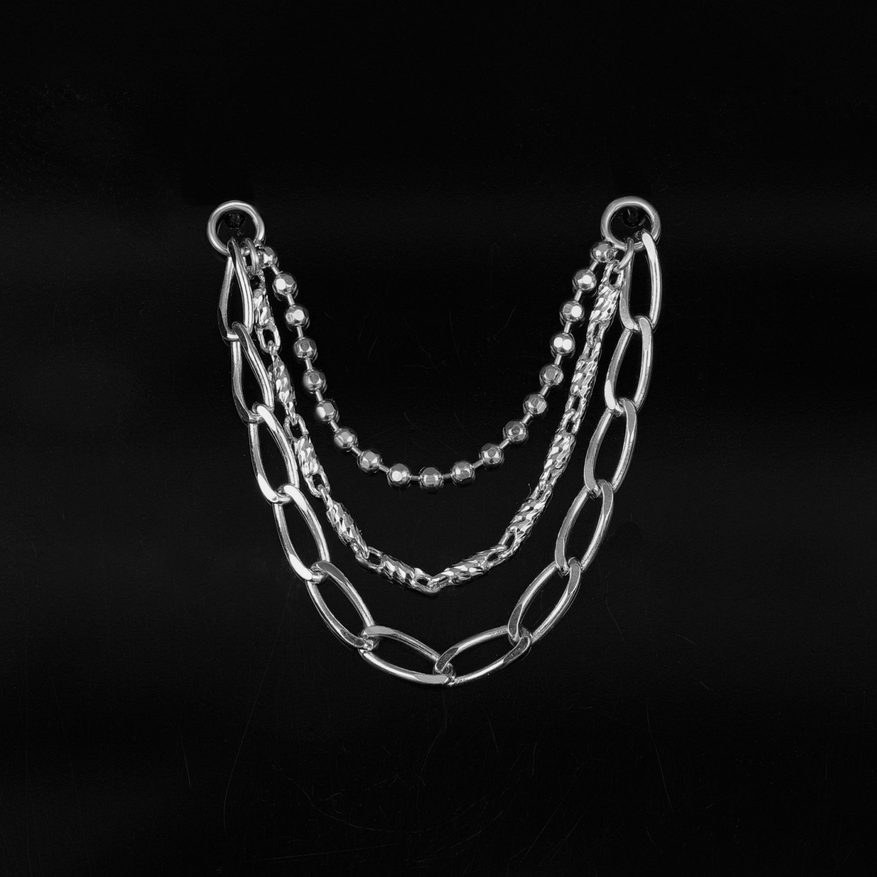 BEATTI Chain Attachments White Gold / 25mm 14K Gold Raro Triple Mixed Chain Chain Attachment KW Raro 25MM WG 14K Gold Raro Triple Mixed Chain Chain Attachment