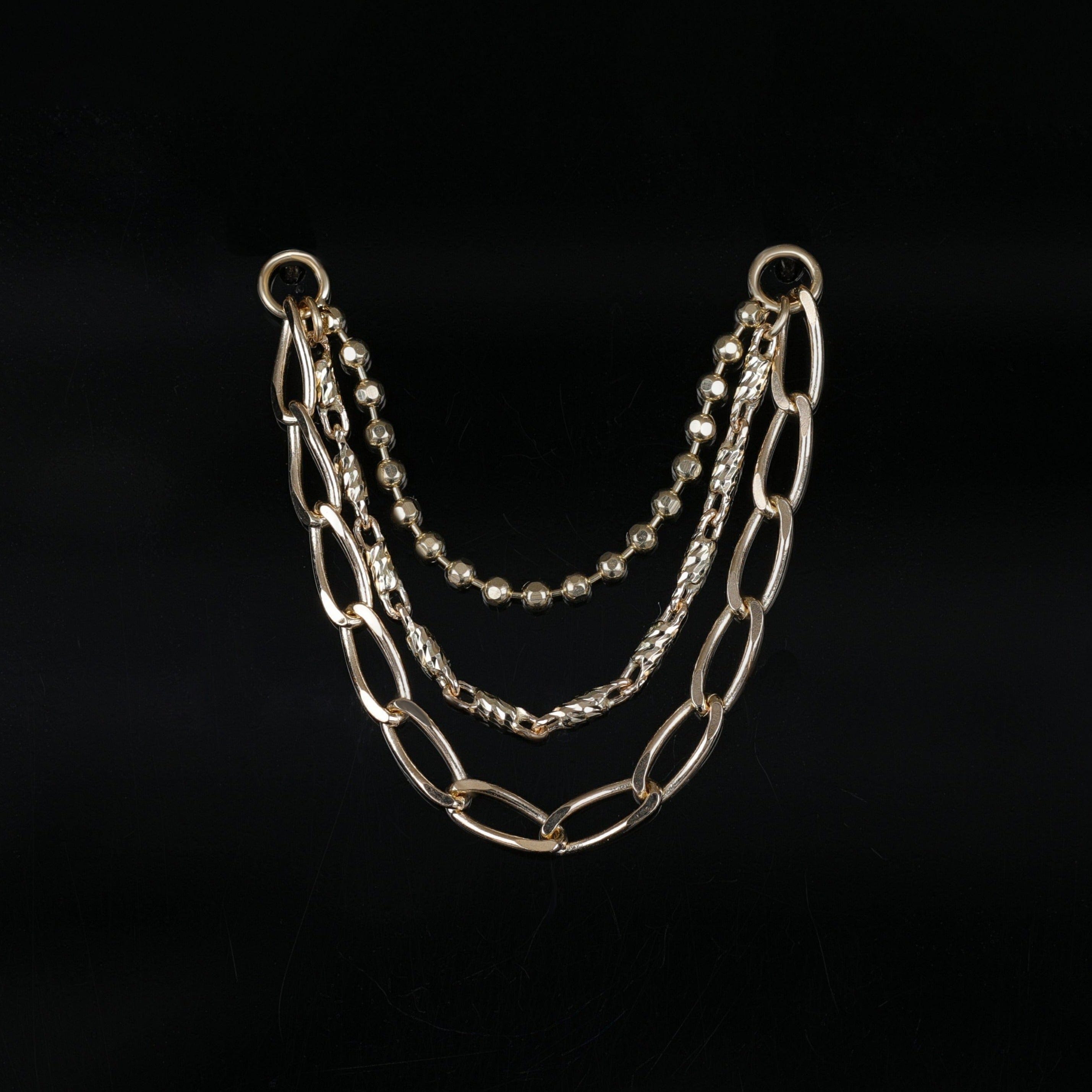 BEATTI Chain Attachments Gold / 25mm 14K Gold Raro Triple Mixed Chain Chain Attachment KW Raro 25MM YG 14K Gold Raro Triple Mixed Chain Chain Attachment