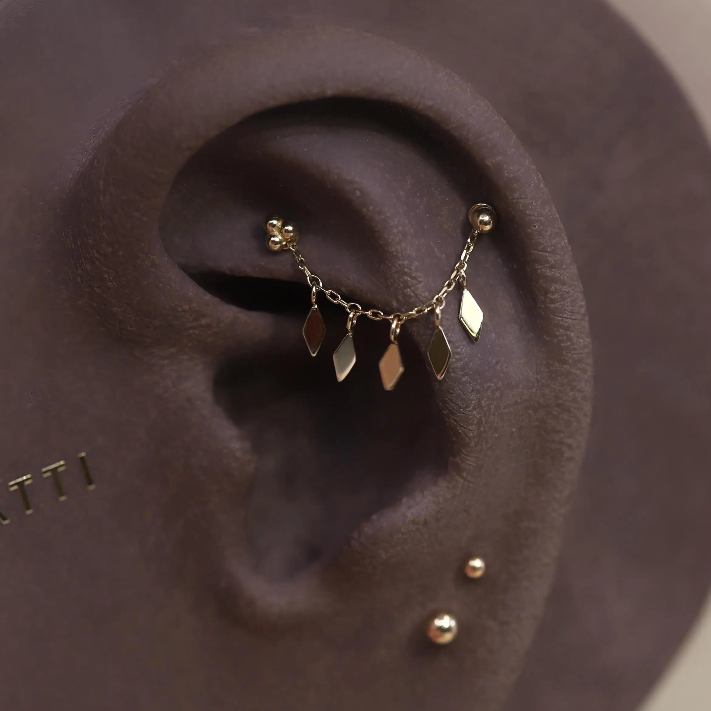 BEATTI Chain Attachments Gold 14k Gold Rhombus Charms Chain BTFG012_JGF 14k Gold Rhombus Charms Chain