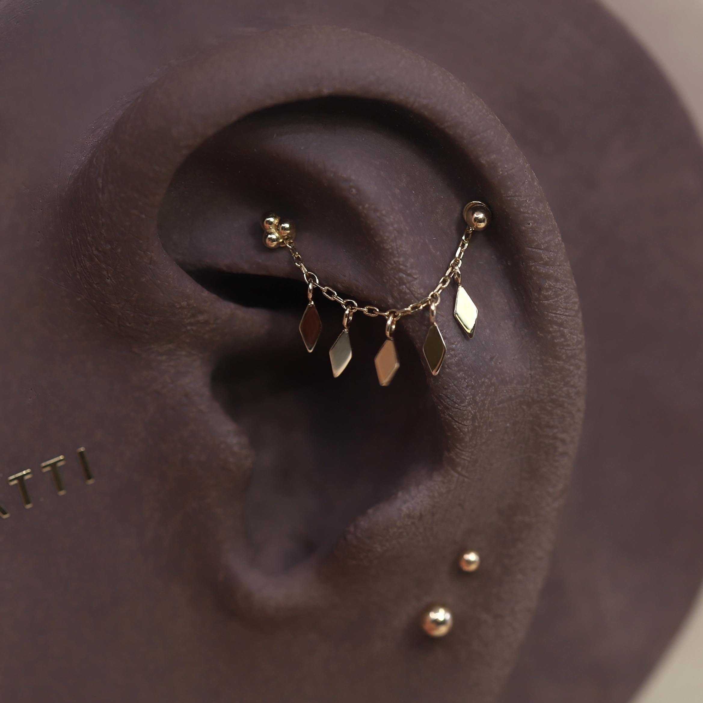 BEATTI Chain Attachments Gold 14k Gold Rhombus Charms Chain BTFG012_JGF 14k Gold Rhombus Charms Chain