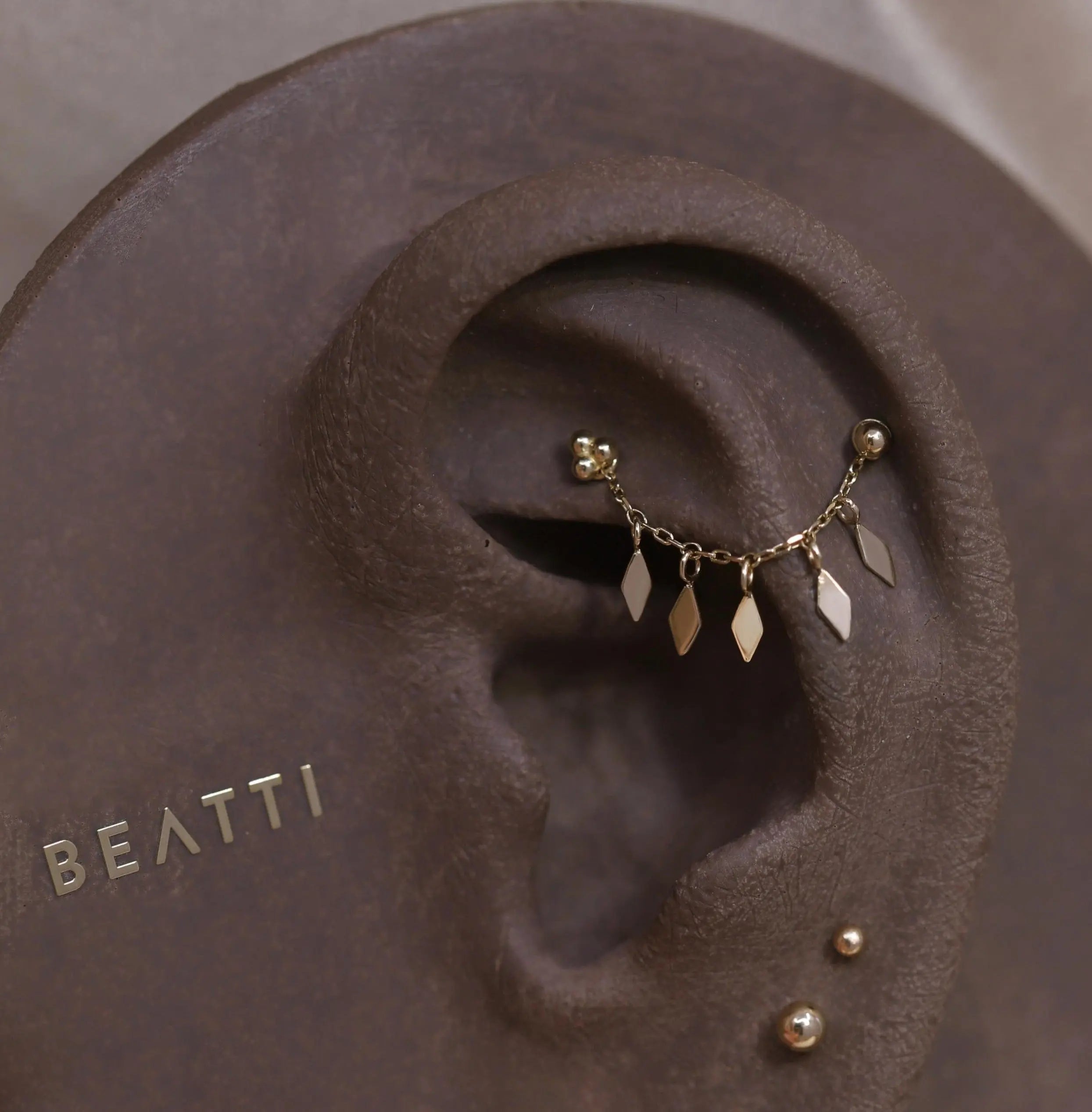 BEATTI Chain Attachments Gold 14k Gold Rhombus Charms Chain BTFG012_JGF 14k Gold Rhombus Charms Chain