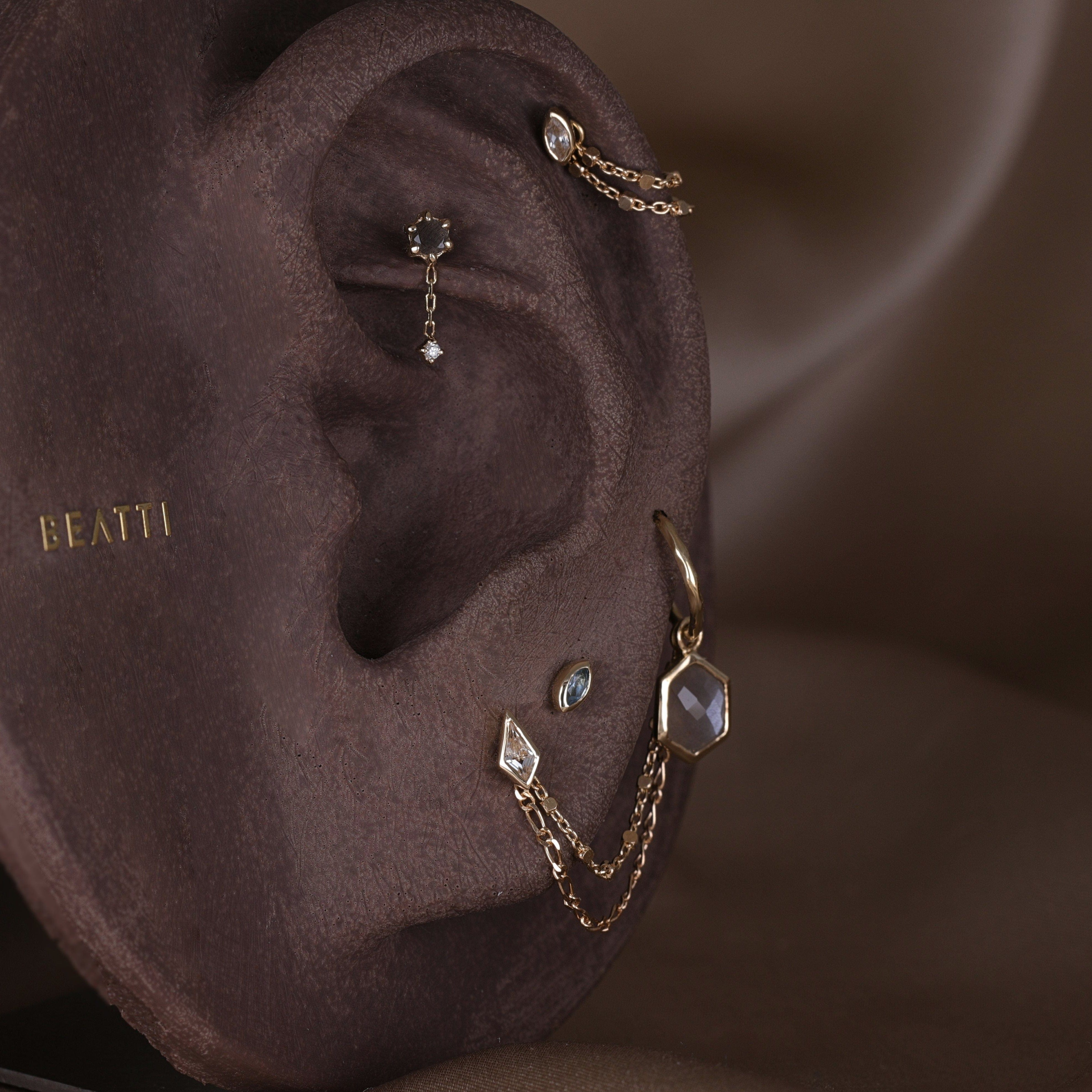 BEATTI Chain Attachments 14K Gold Square Figaro Double Chain Attachment 14K Gold SQ Figaro Double Chain Attachment