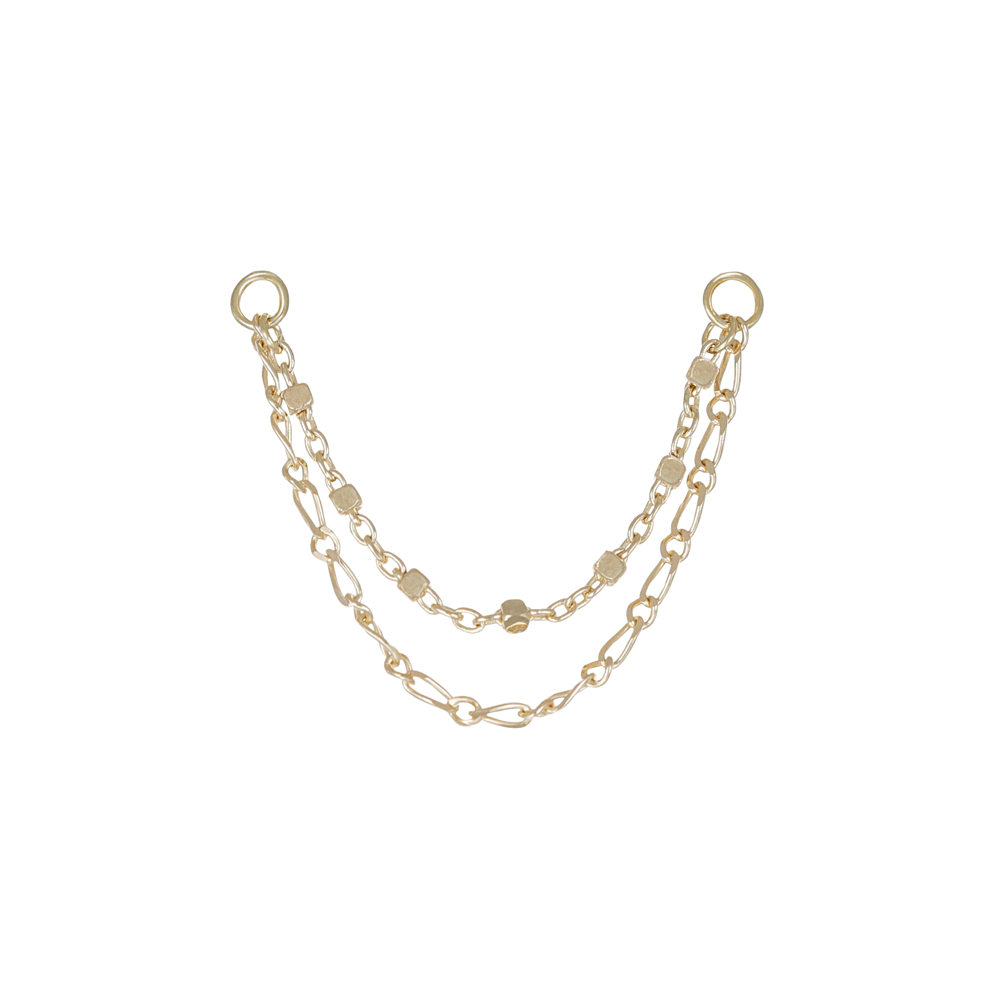 BEATTI Chain Attachments Gold / 32mm 14K Gold Square Figaro Double Chain Attachment KW SQFG 32mm 14K Gold SQ Figaro Double Chain Attachment