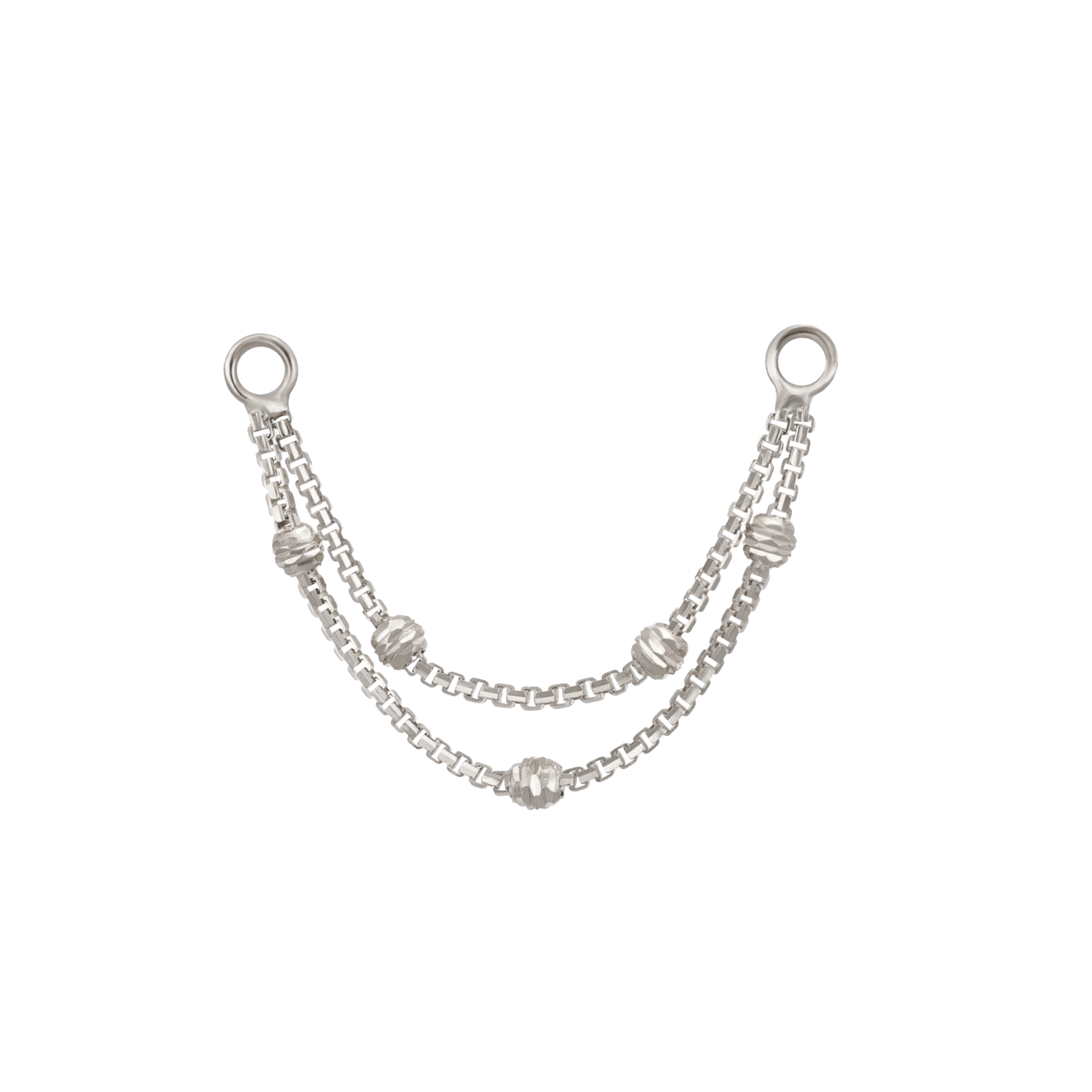 BEATTI Chain Attachments White Gold Brillcut Ball-Beaded Double Chain Attachment MJC017 Brillcut Ball-Beaded Double Chain Attachment by BEATTI