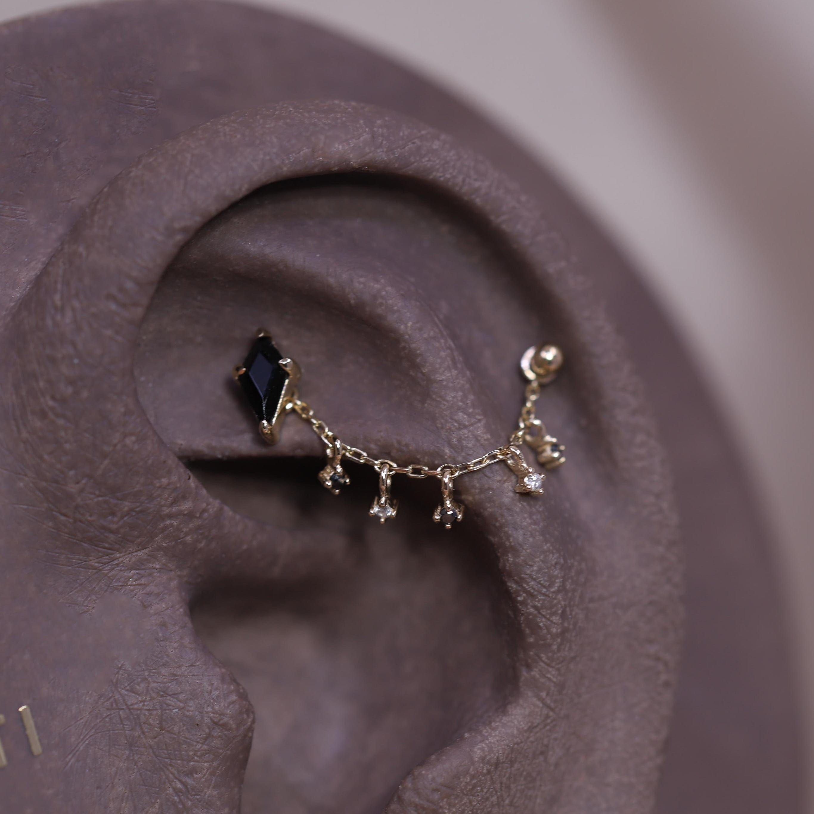 BEATTI Chain Attachments Ember Black & White Diamond Charm Chain Ember Black & White Diamond Charm Chain