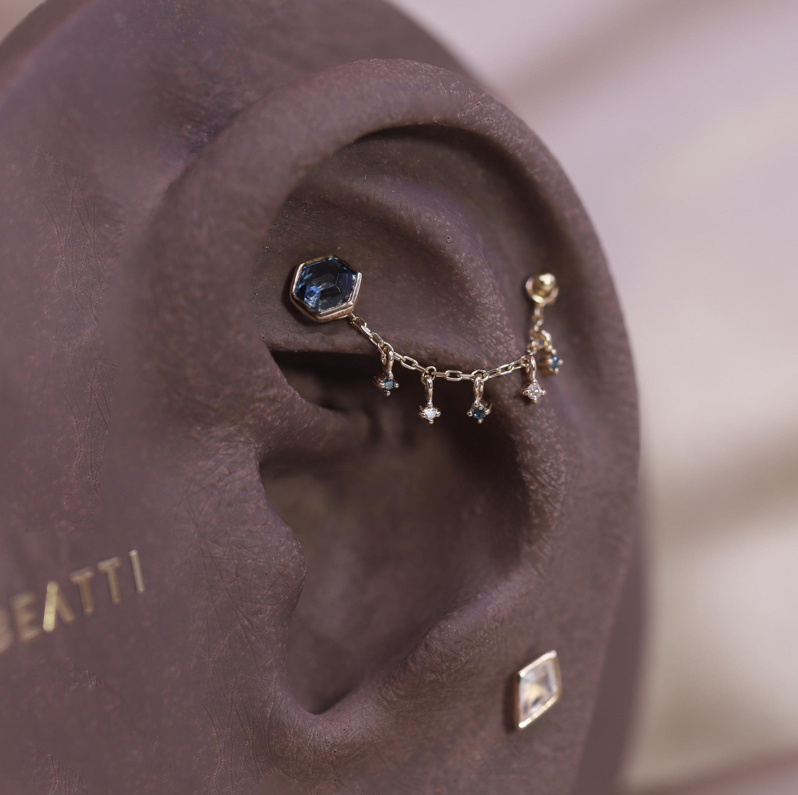 BEATTI Chain Attachments Ember Blue and White Diamond Dangle Chain Ember Blue and White Diamond Dangle Chain